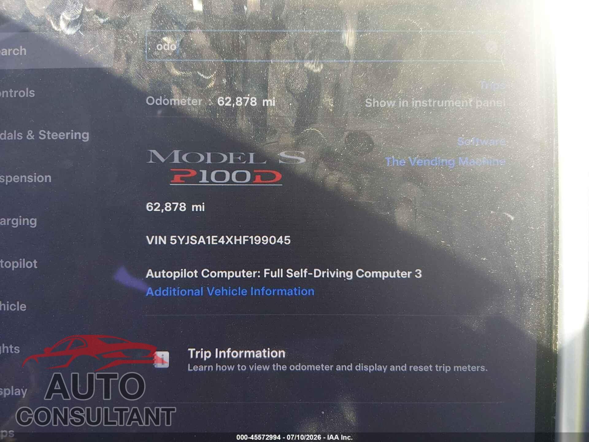 TESLA MODEL S 2017 - 5YJSA1E4XHF199045