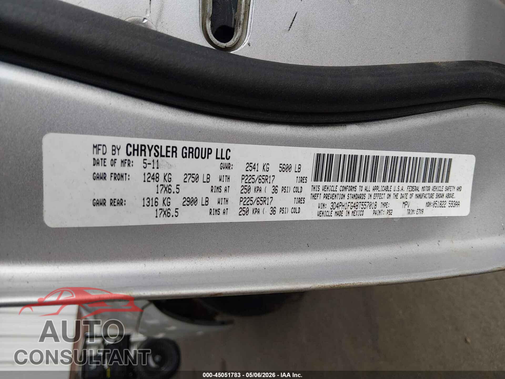 DODGE JOURNEY 2011 - 3D4PH1FG4BT557018