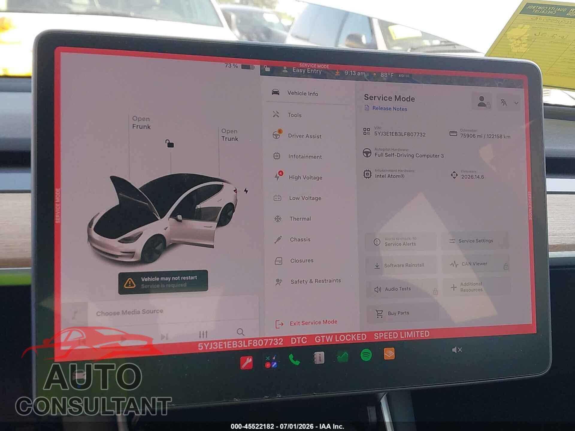 TESLA MODEL 3 2020 - 5YJ3E1EB3LF807732