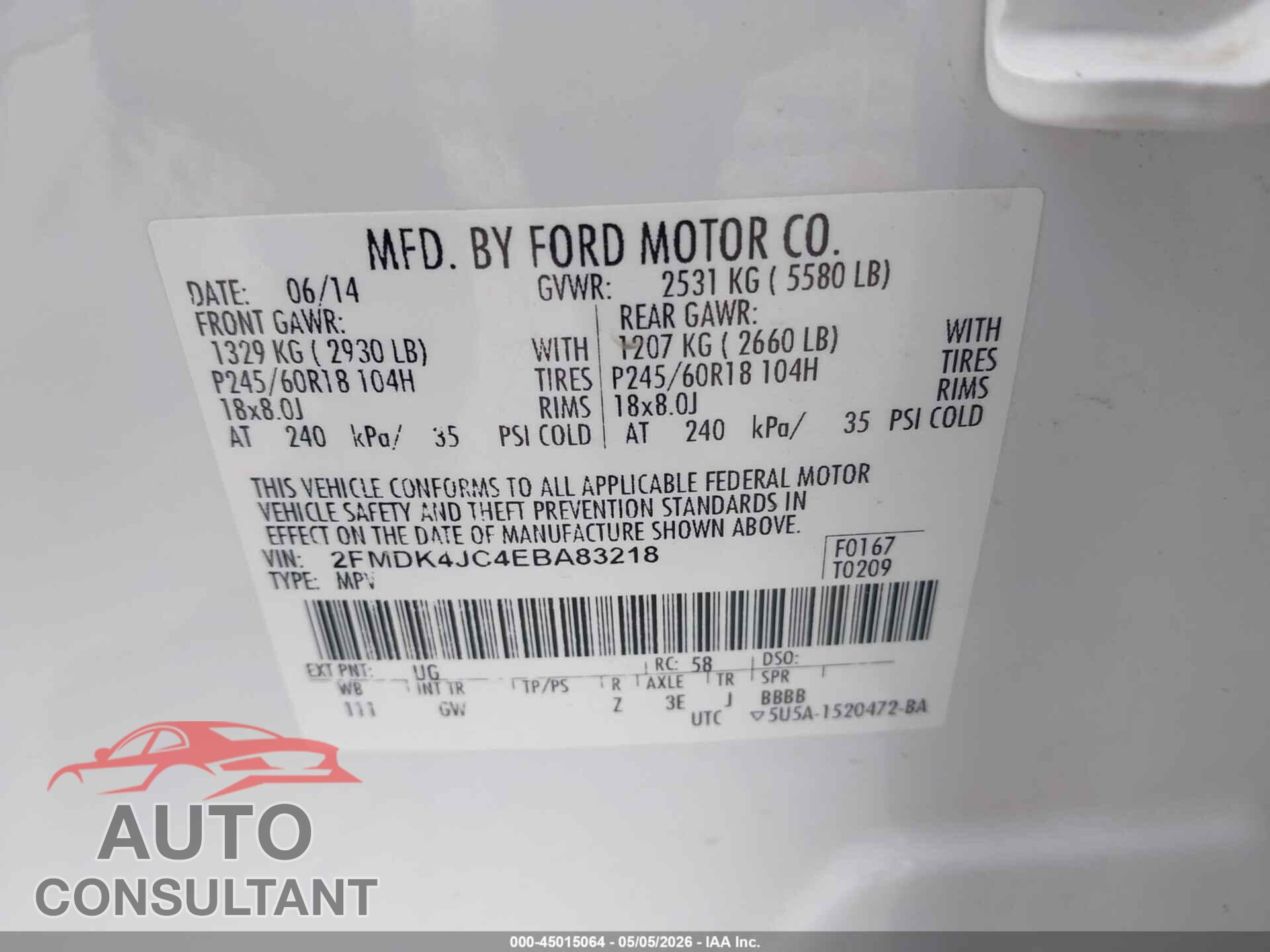 FORD EDGE 2014 - 2FMDK4JC4EBA83218