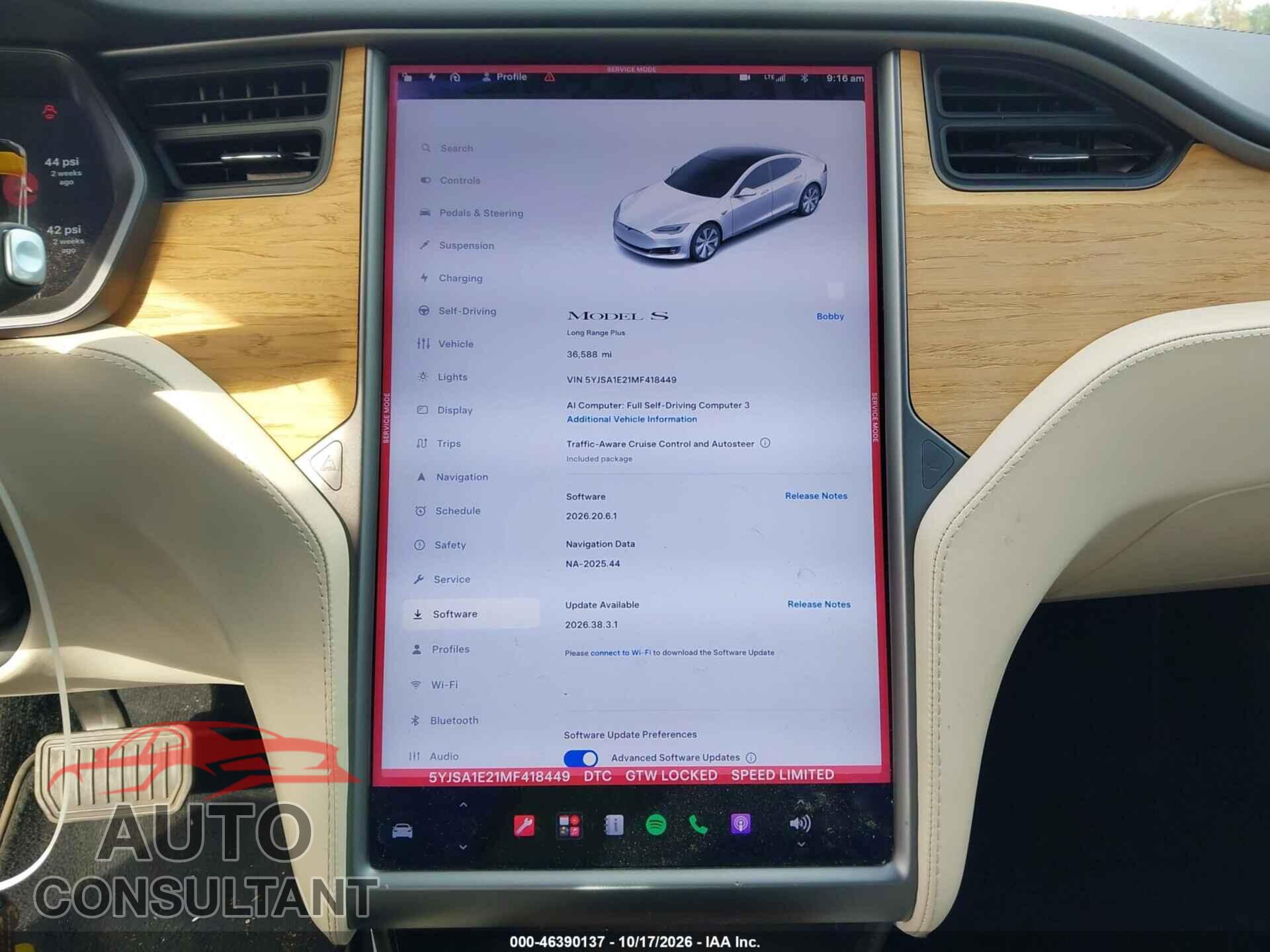 TESLA MODEL S 2021 - 5YJSA1E21MF418449