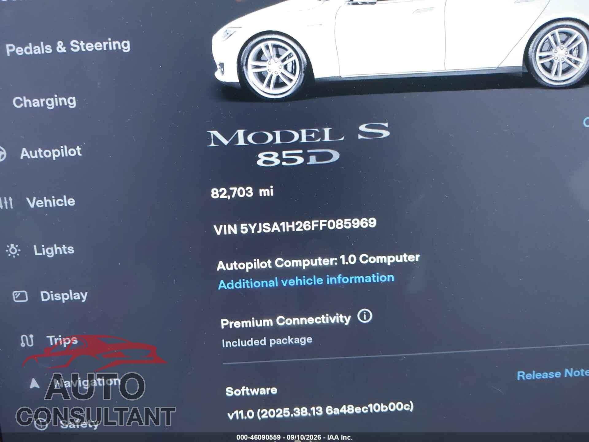 TESLA MODEL S 2015 - 5YJSA1H26FF085969
