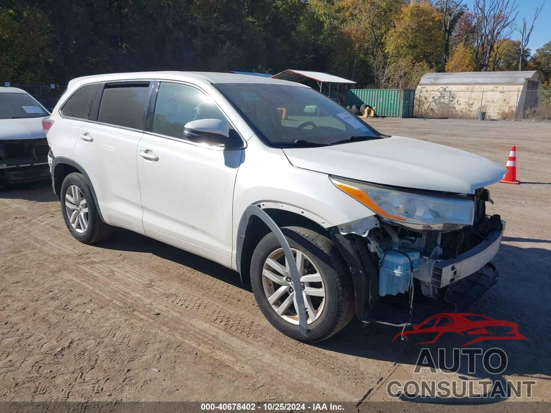 TOYOTA HIGHLANDER 2014 - 5TDBKRFH8ES024104