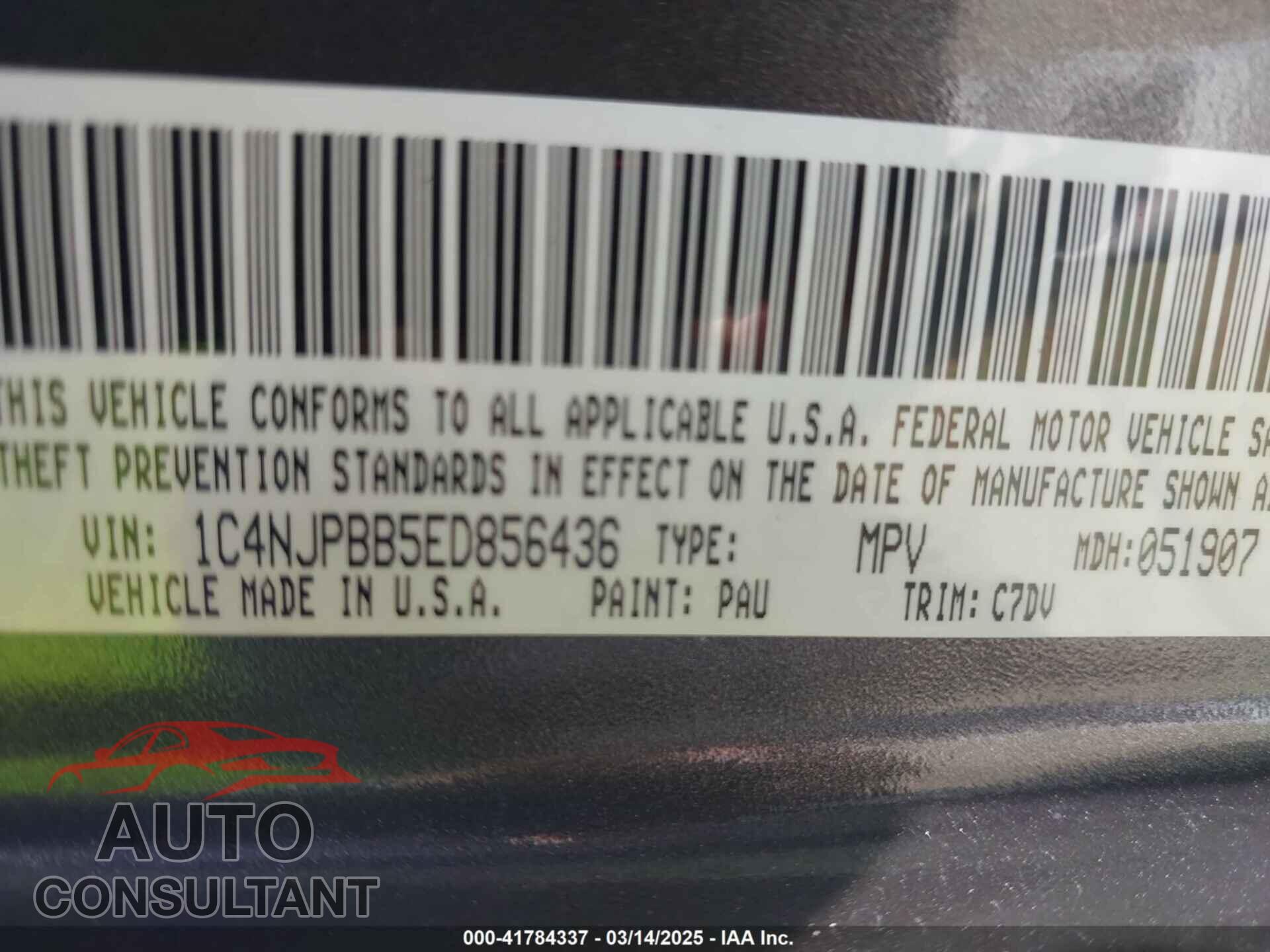 JEEP PATRIOT 2014 - 1C4NJPBB5ED856436