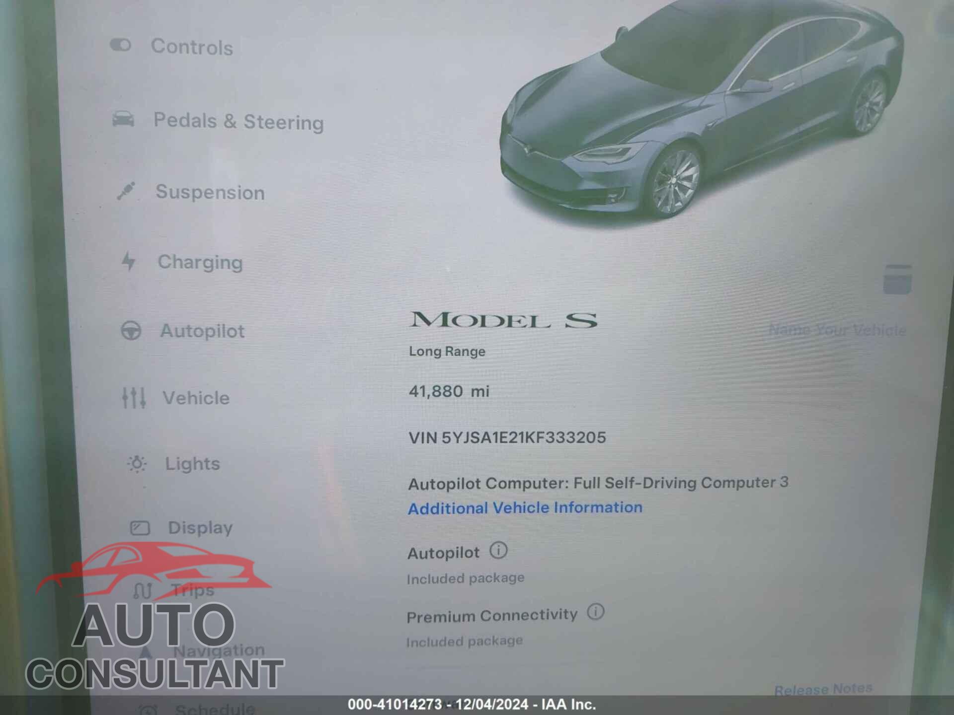 TESLA MODEL S 2019 - 5YJSA1E21KF333205