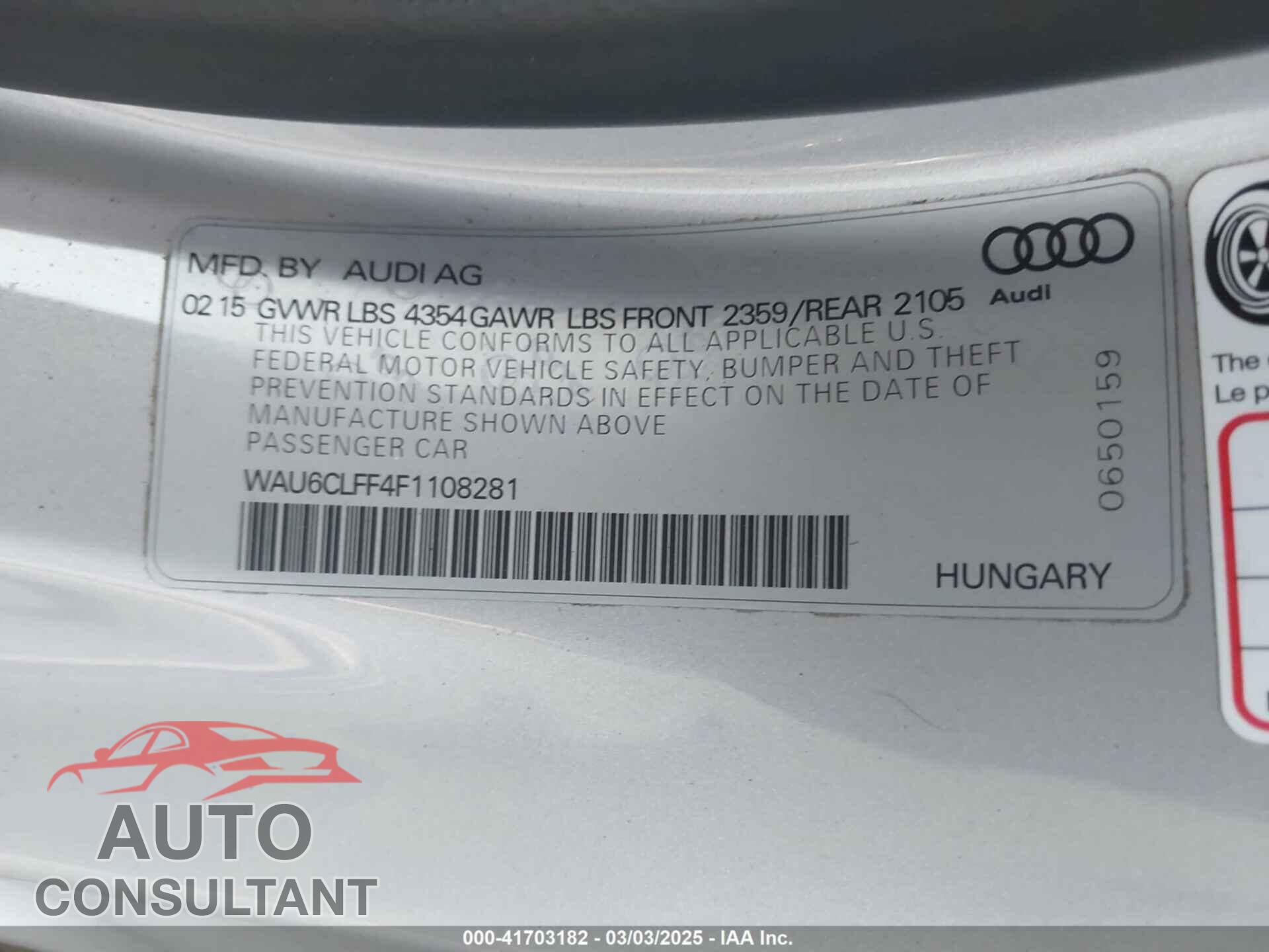 AUDI A3 2015 - WAU6CLFF4F1108281