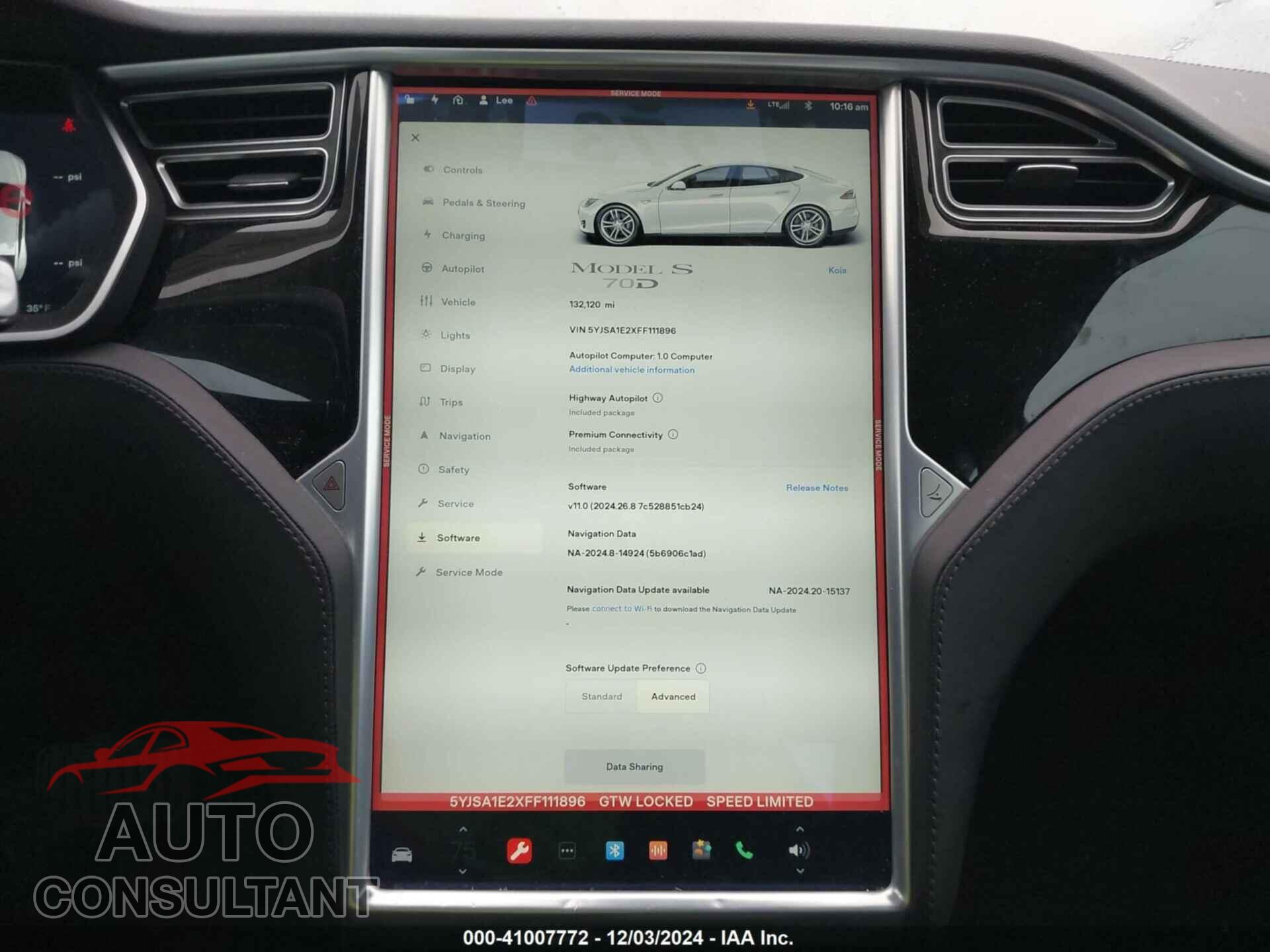 TESLA MODEL S 2015 - 5YJSA1E2XFF111896