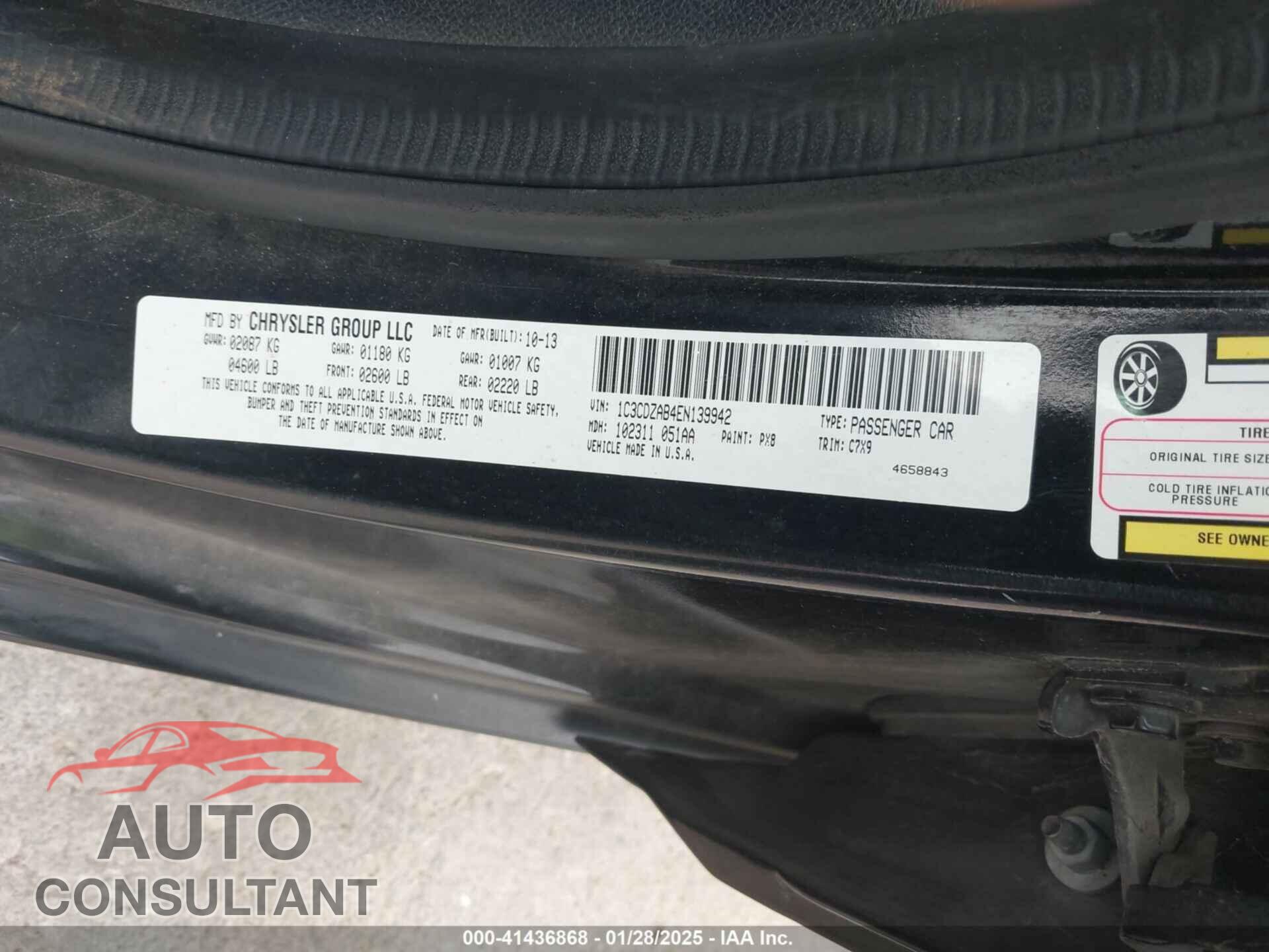 DODGE AVENGER 2014 - 1C3CDZAB4EN139942