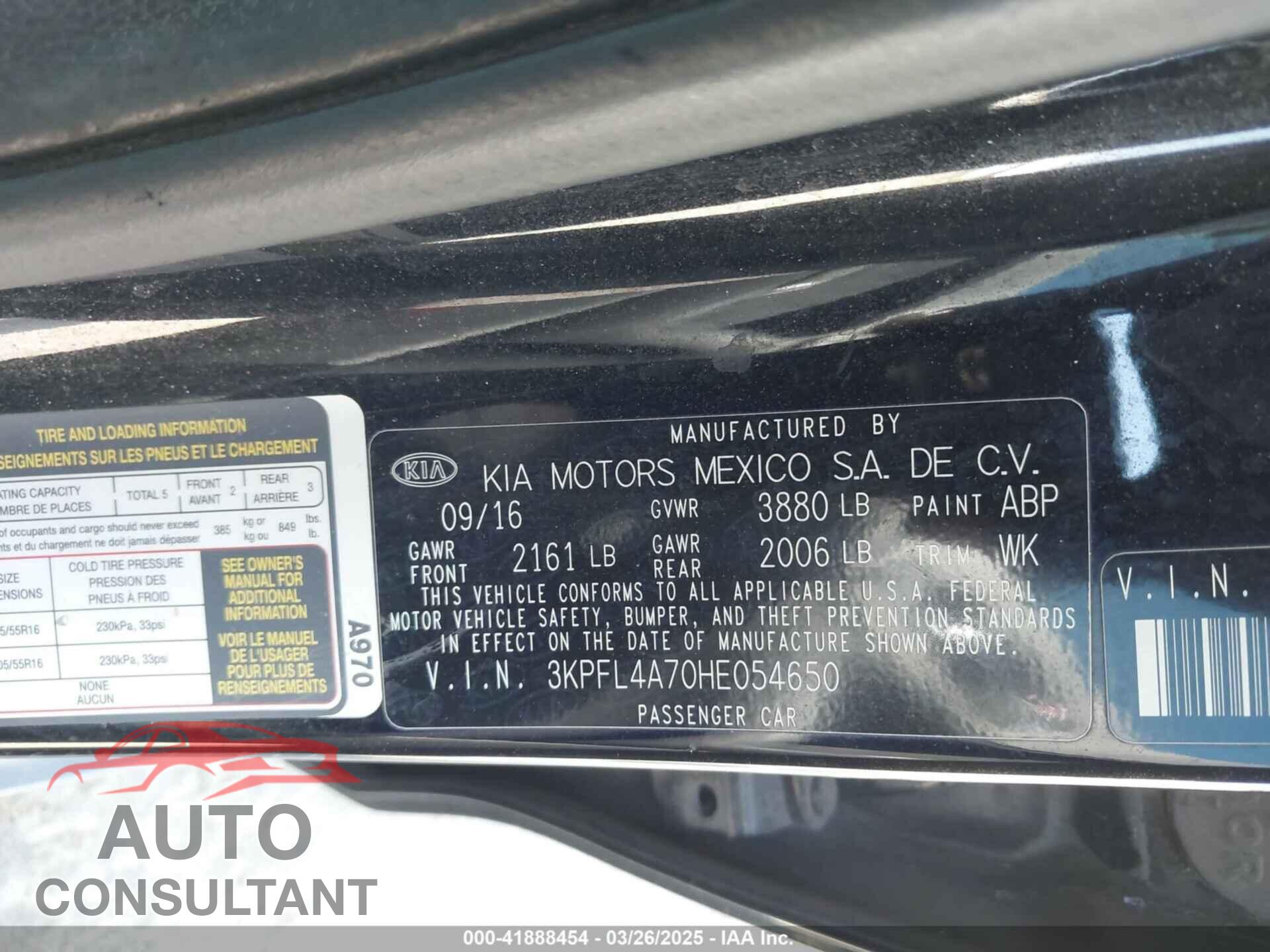 KIA FORTE 2017 - 3KPFL4A70HE054650