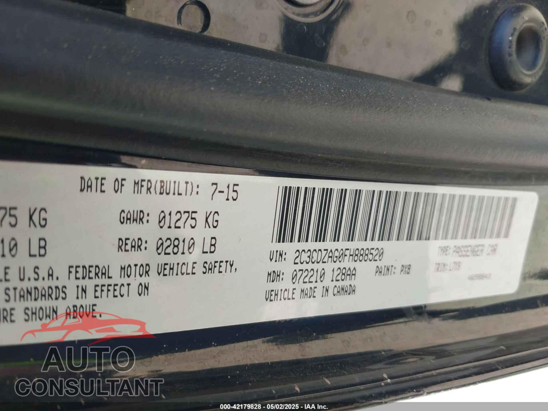 DODGE CHALLENGER 2015 - 2C3CDZAG0FH888520