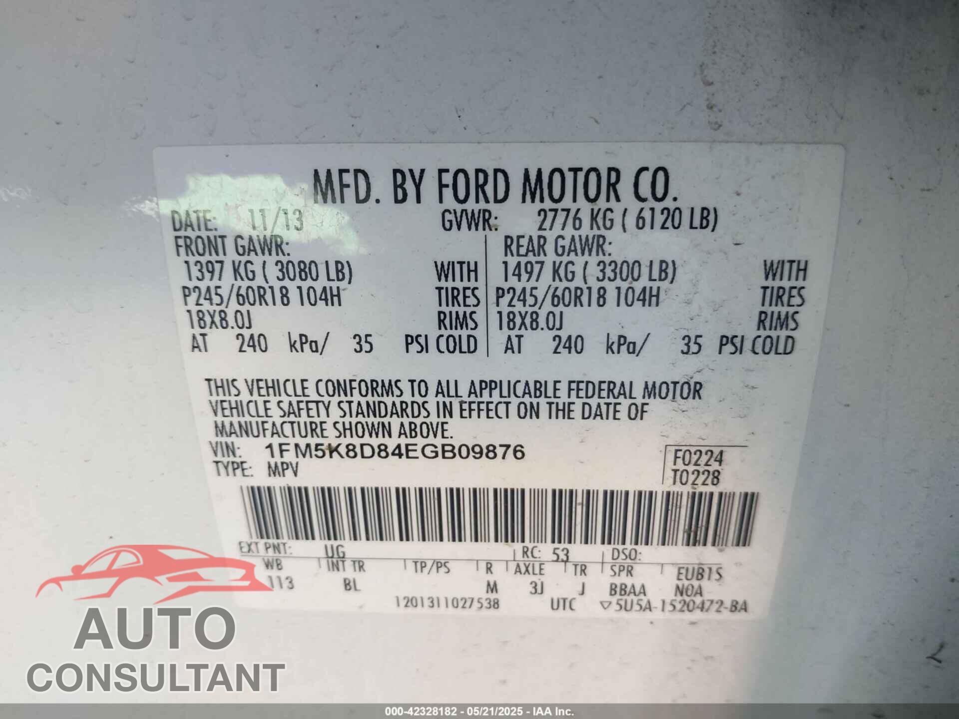 FORD EXPLORER 2014 - 1FM5K8D84EGB09876