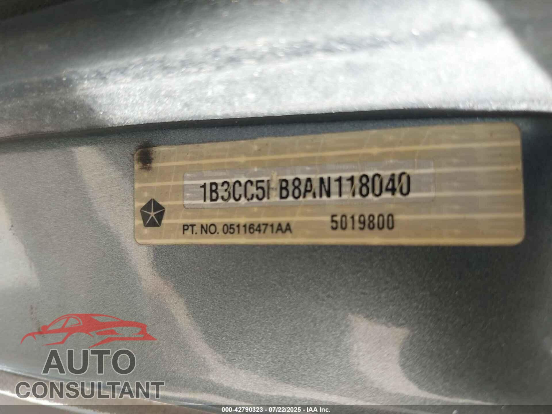 DODGE AVENGER 2010 - 1B3CC5FB8AN118040