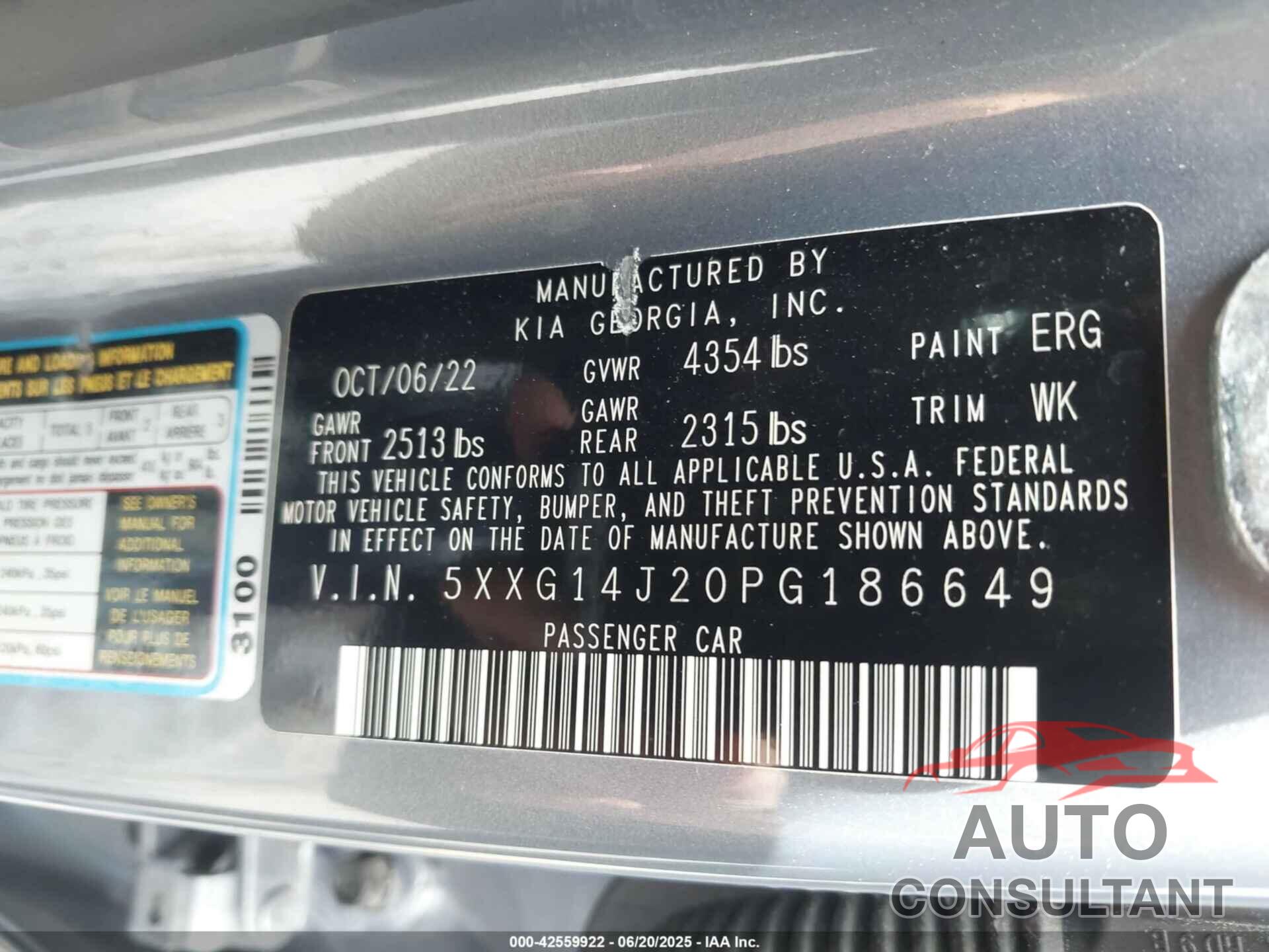 KIA K5 2023 - 5XXG14J20PG186649