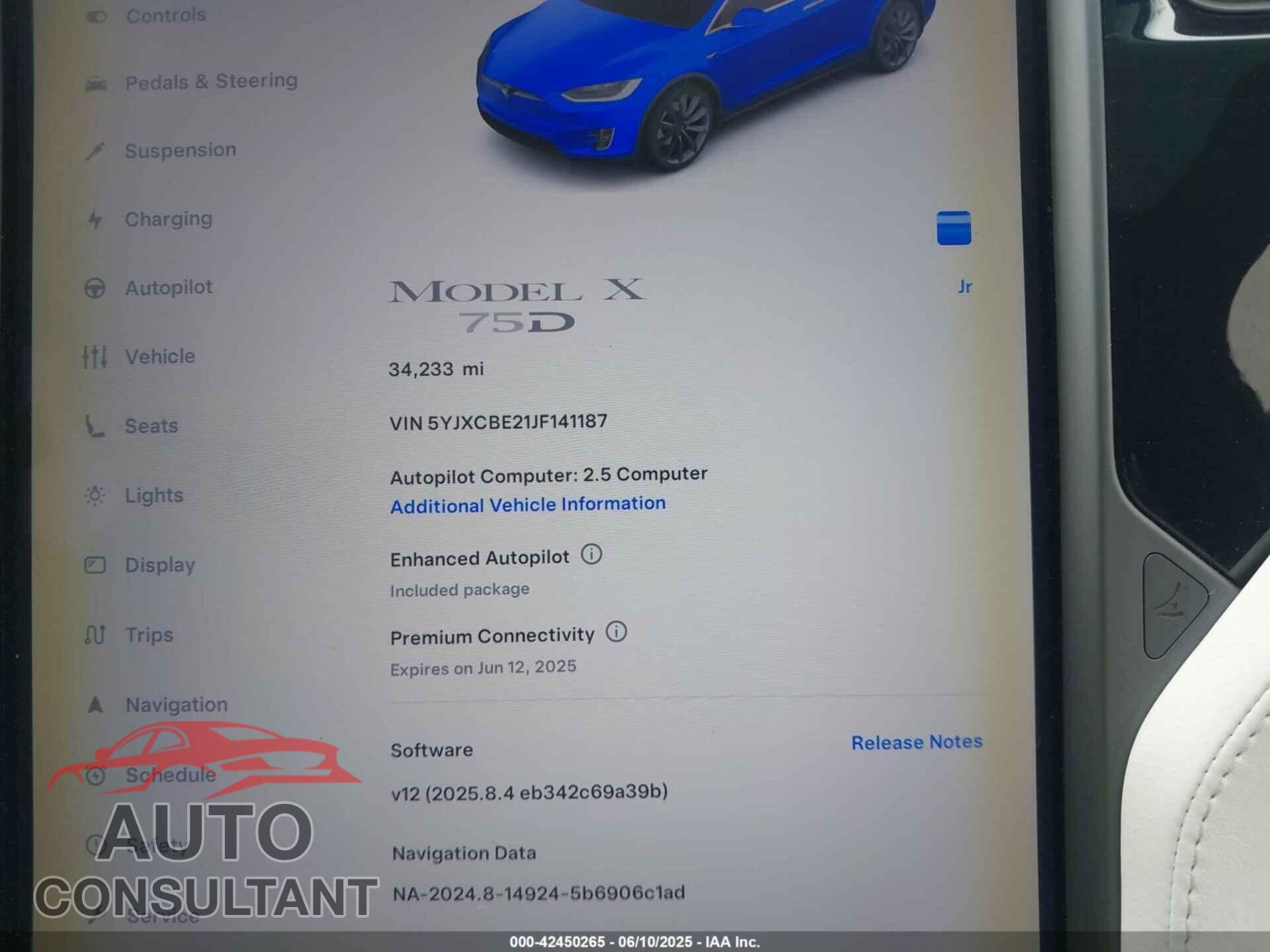 TESLA MODEL X 2018 - 5YJXCBE21JF141187