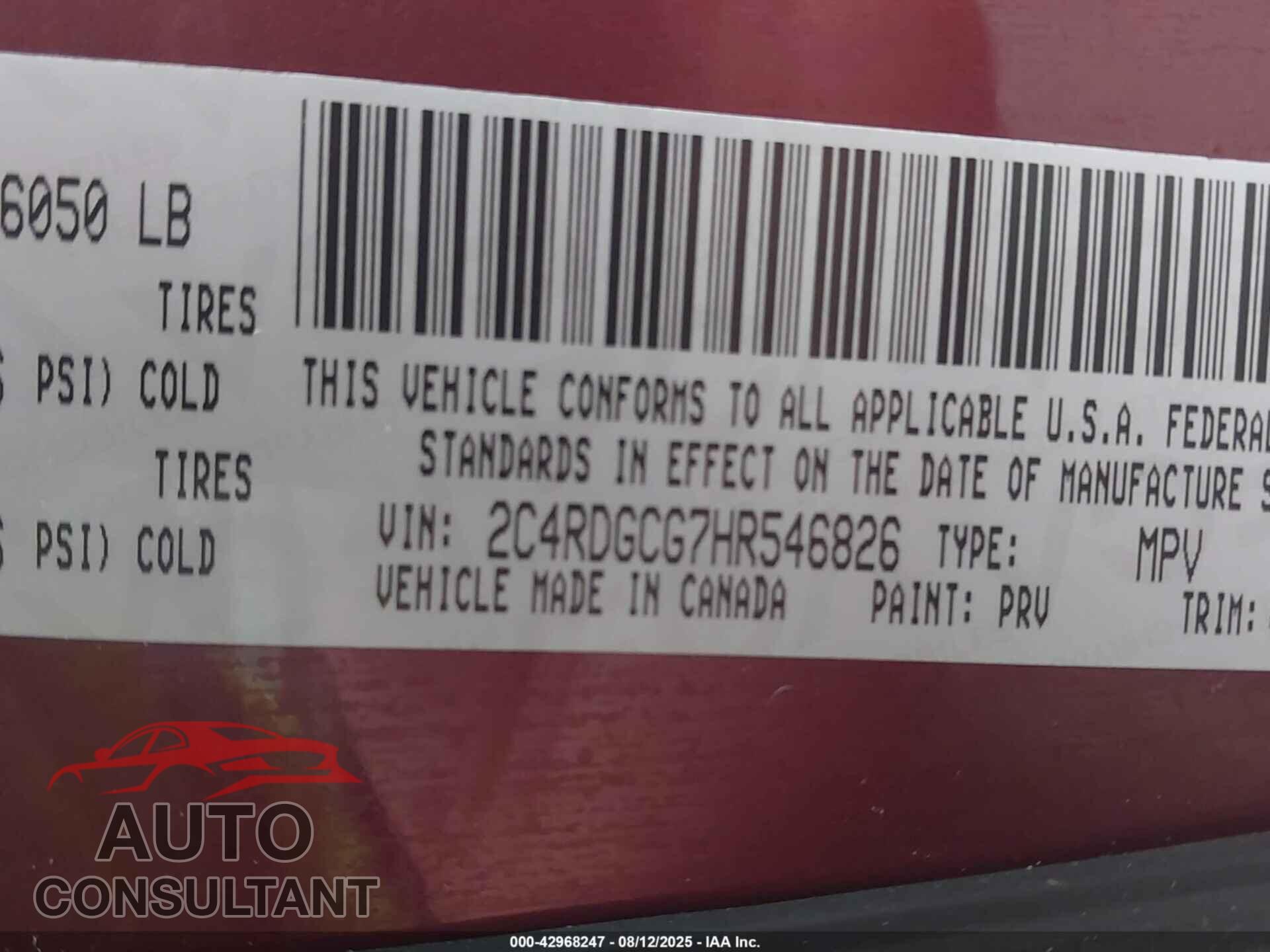 DODGE GRAND CARAVAN 2017 - 2C4RDGCG7HR546826