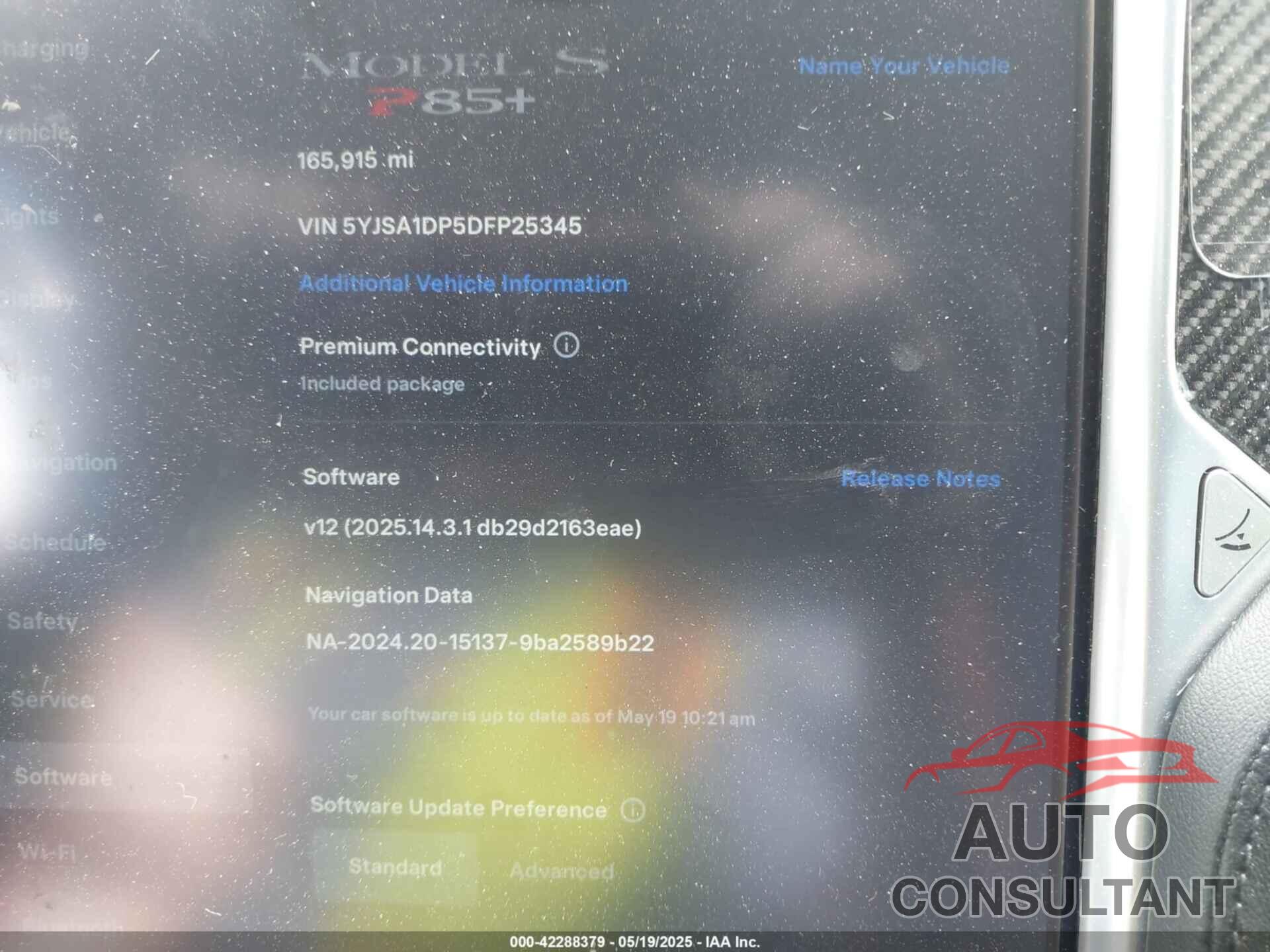 TESLA MODEL S 2013 - 5YJSA1DP5DFP25345