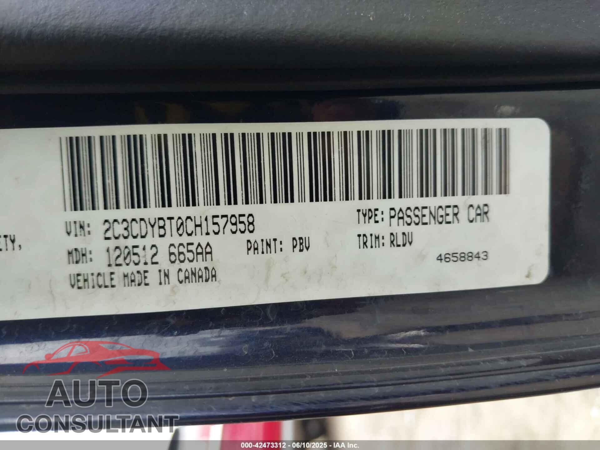 DODGE CHALLENGER 2012 - 2C3CDYBT0CH157958
