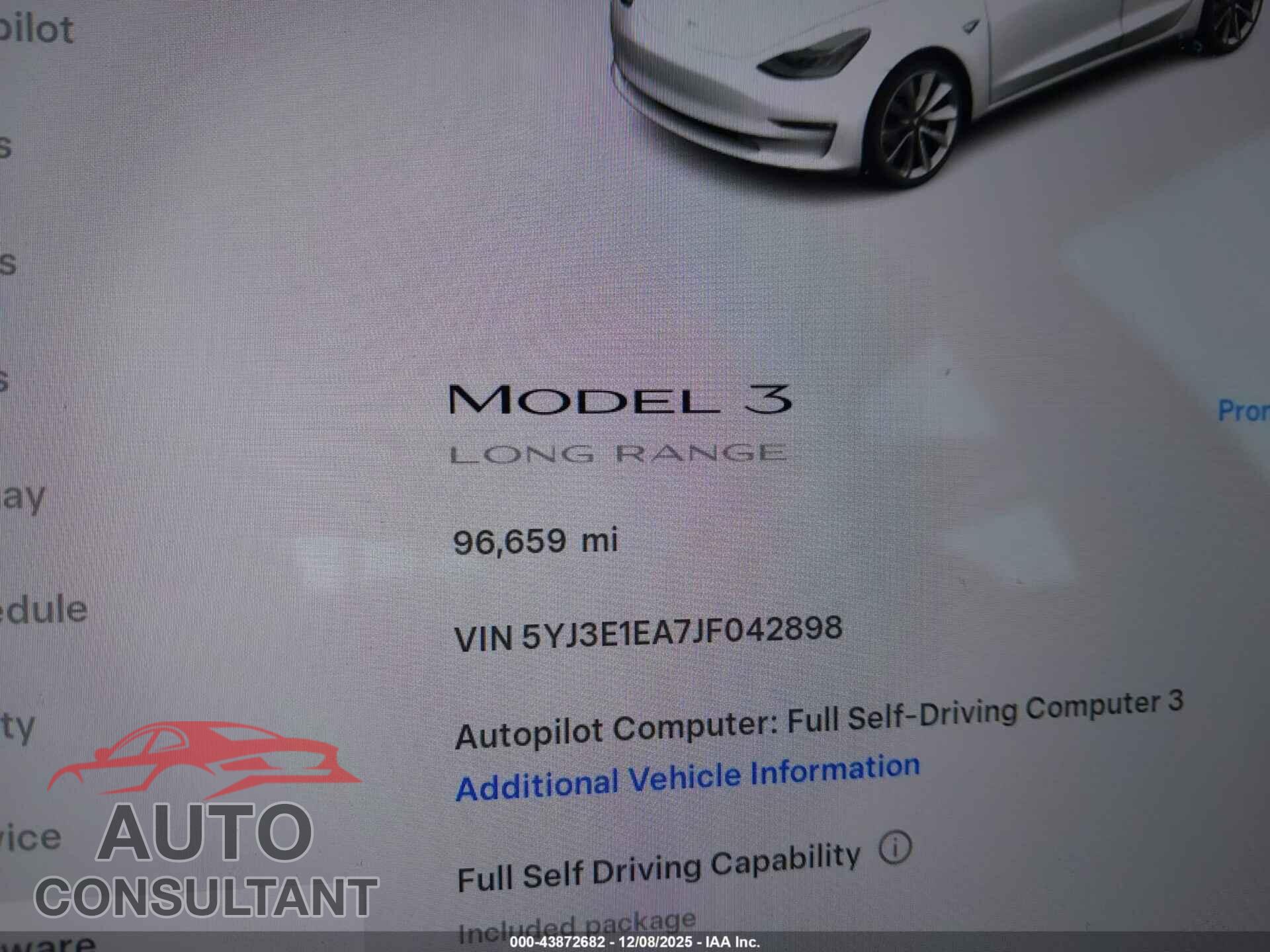 TESLA MODEL 3 2018 - 5YJ3E1EA7JF042898