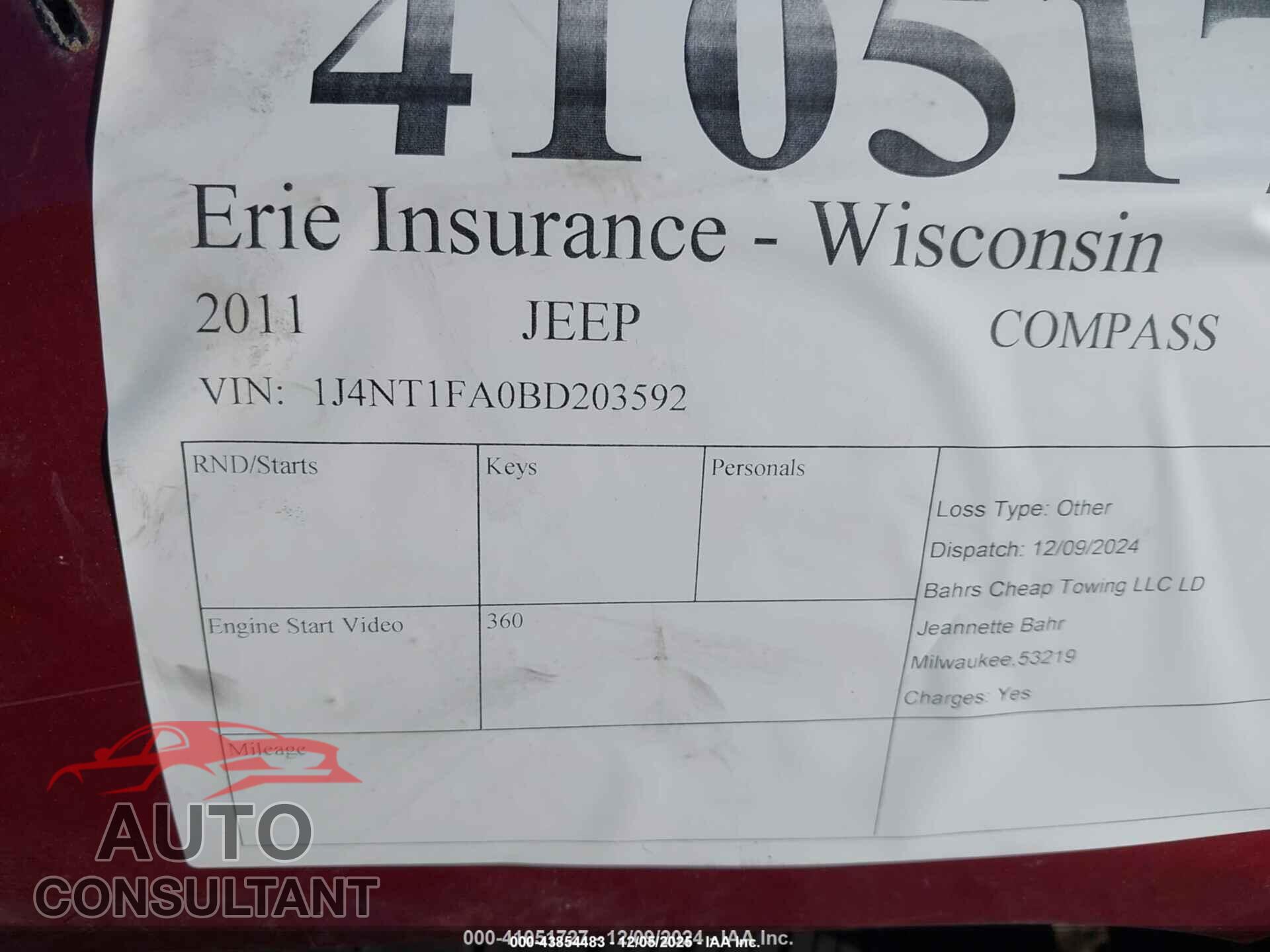 JEEP COMPASS 2011 - 1J4NT1FA0BD203592