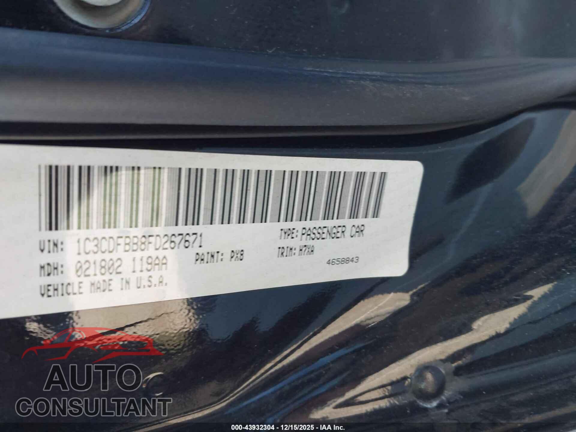 DODGE DART 2015 - 1C3CDFBB8FD267671