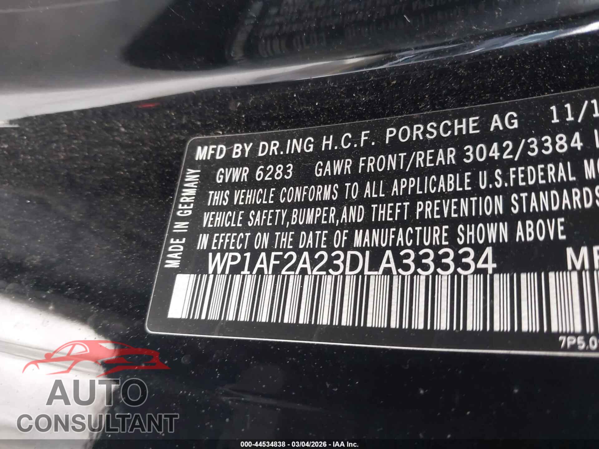 PORSCHE CAYENNE 2013 - WP1AF2A23DLA33334