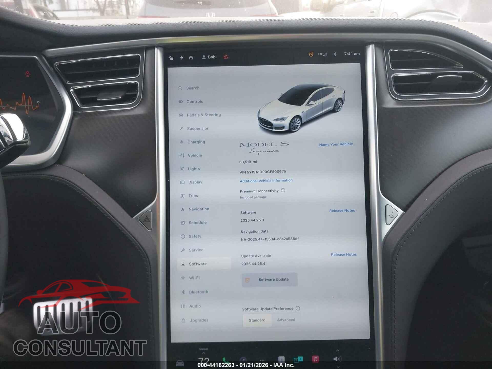 TESLA MODEL S 2012 - 5YJSA1DP0CFS00675