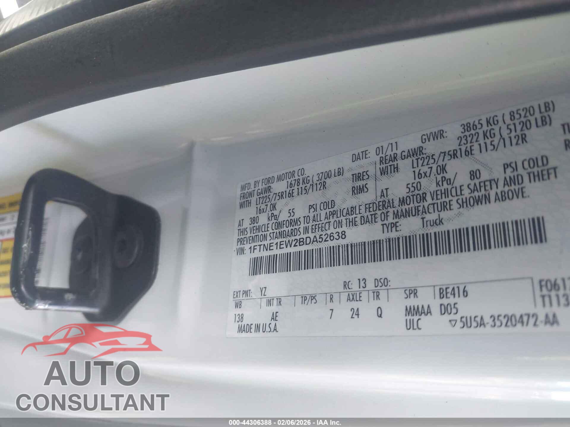 FORD E-150 2011 - 1FTNE1EW2BDA52638