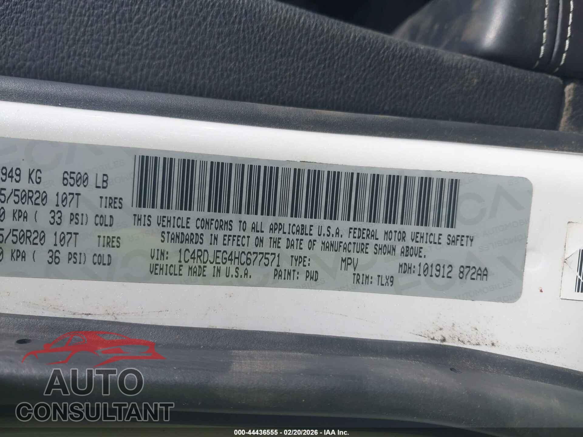 DODGE DURANGO 2017 - 1C4RDJEG4HC677571