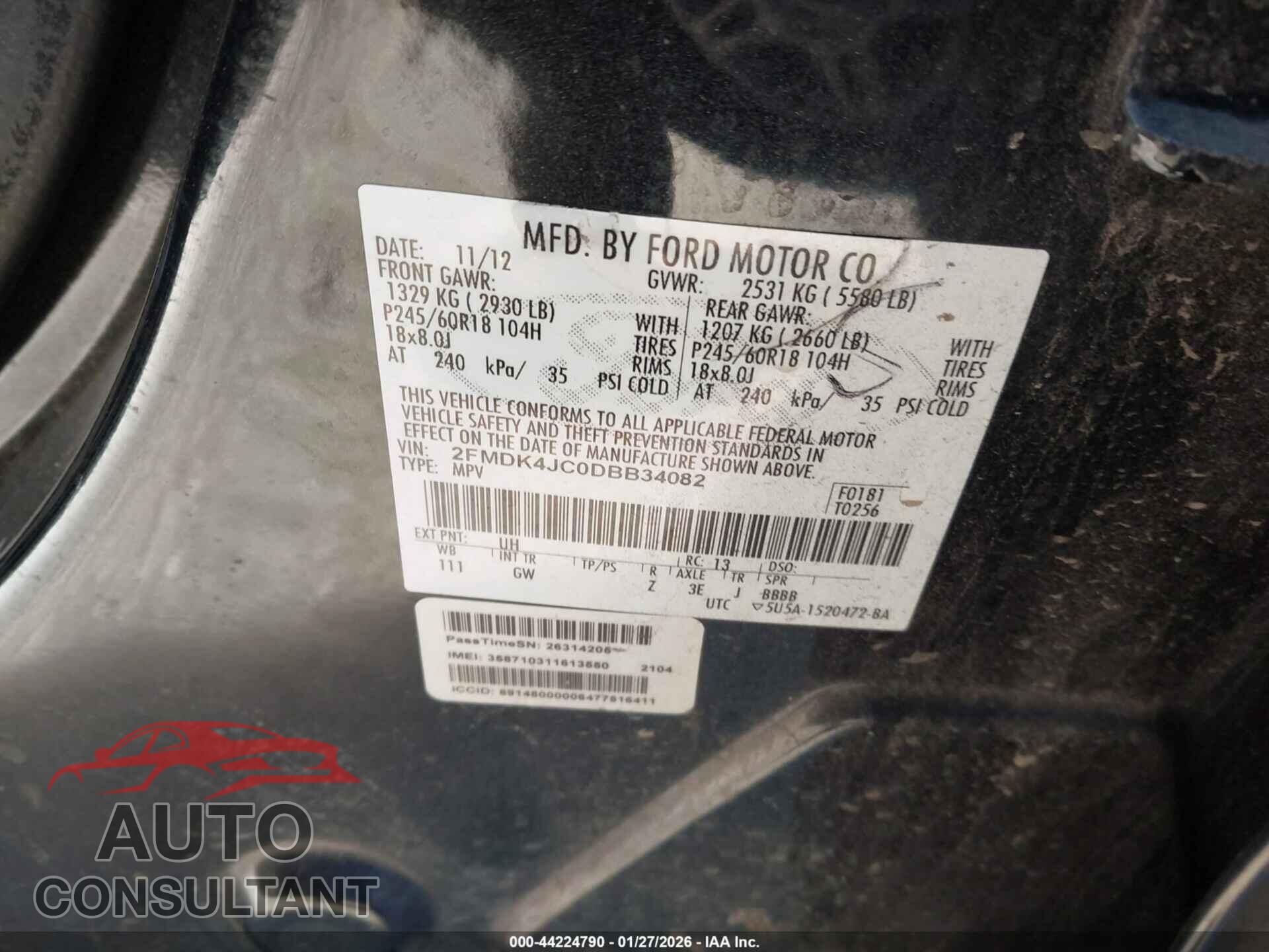 FORD EDGE 2013 - 2FMDK4JC0DBB34082
