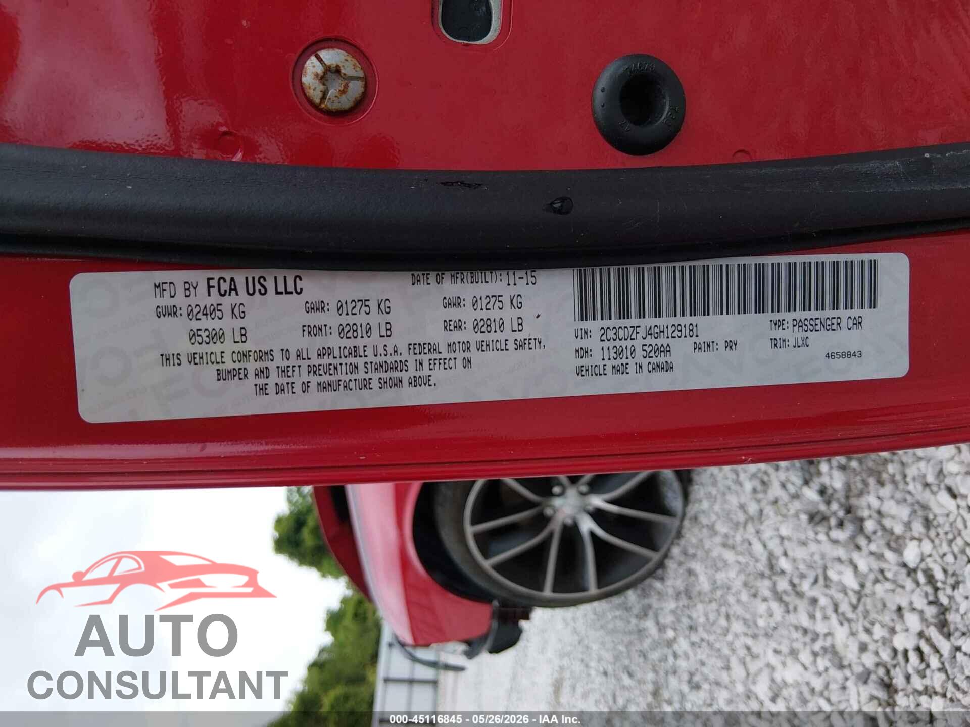 DODGE CHALLENGER 2016 - 2C3CDZFJ4GH129181