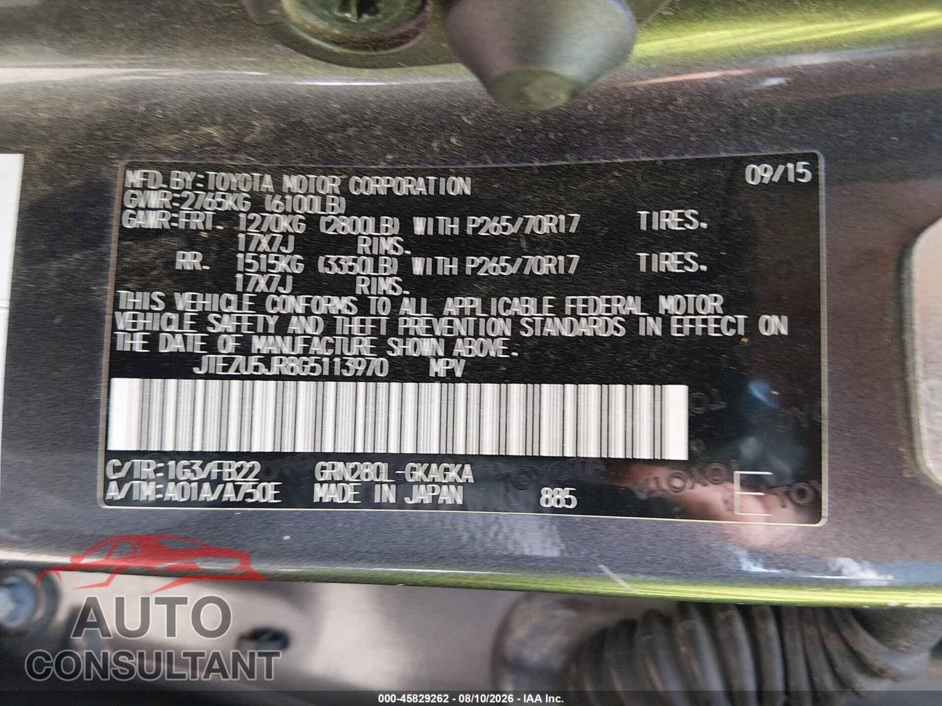 TOYOTA 4RUNNER 2016 - JTEZU5JR8G5113970