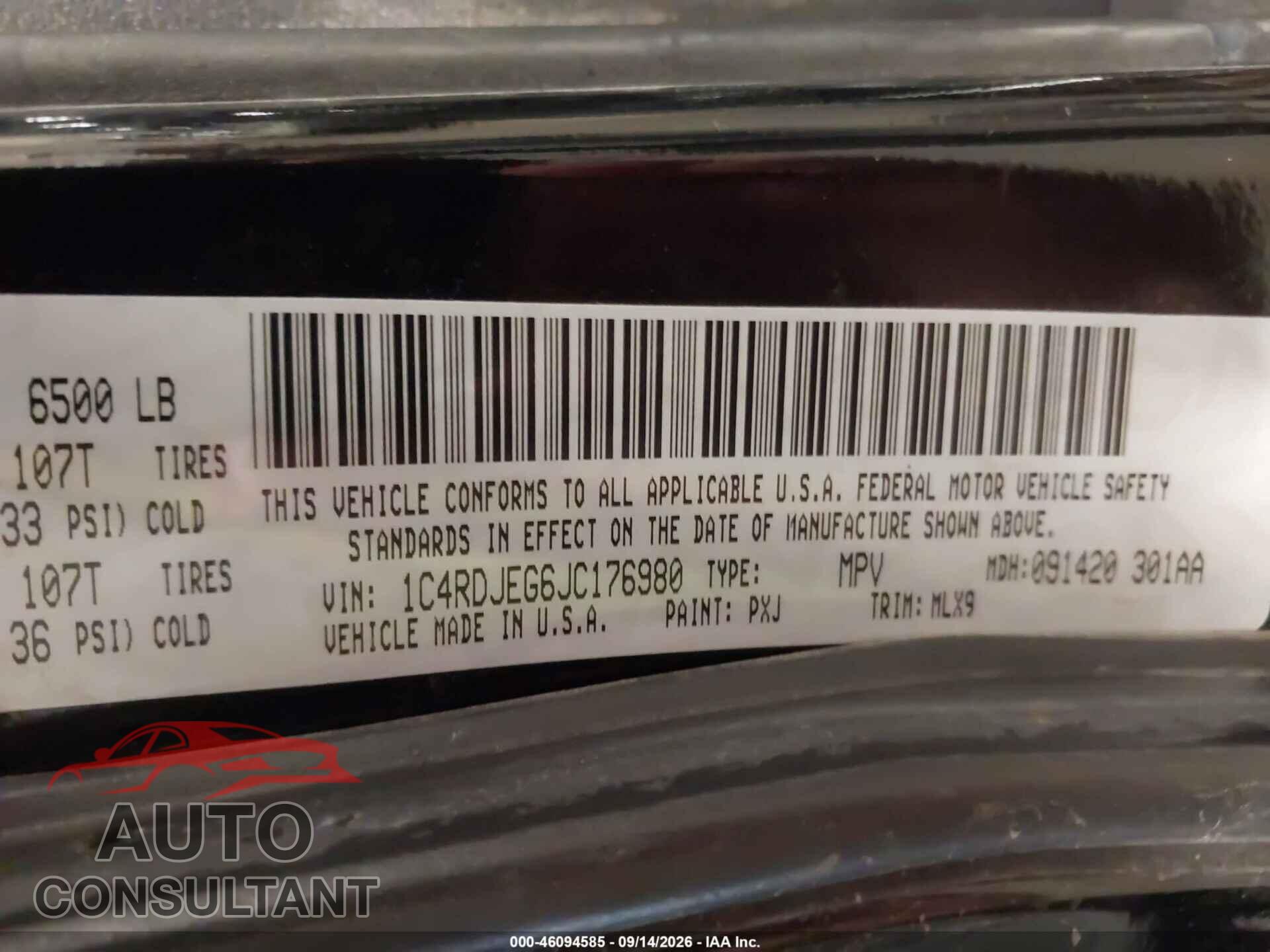 DODGE DURANGO 2018 - 1C4RDJEG6JC176980