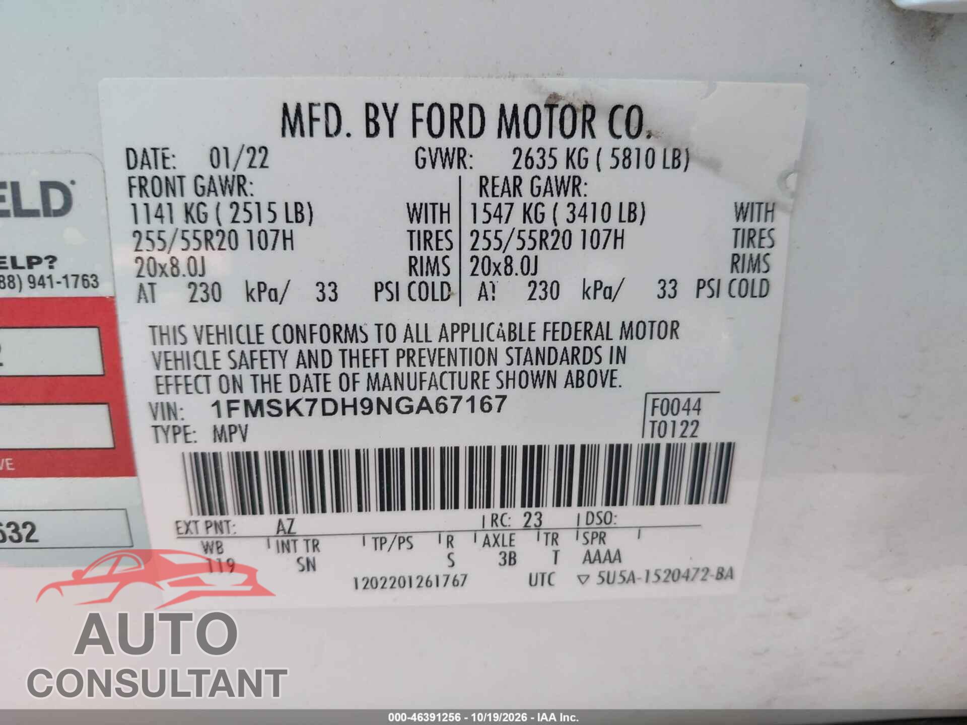 FORD EXPLORER 2022 - 1FMSK7DH9NGA67167