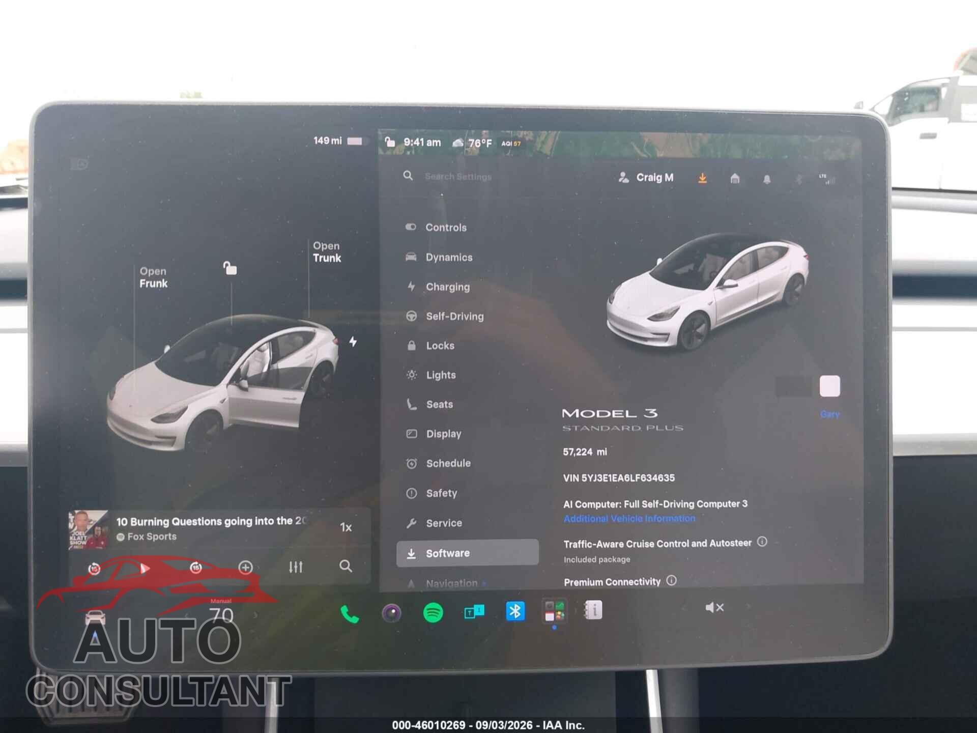 TESLA MODEL 3 2020 - 5YJ3E1EA6LF634635