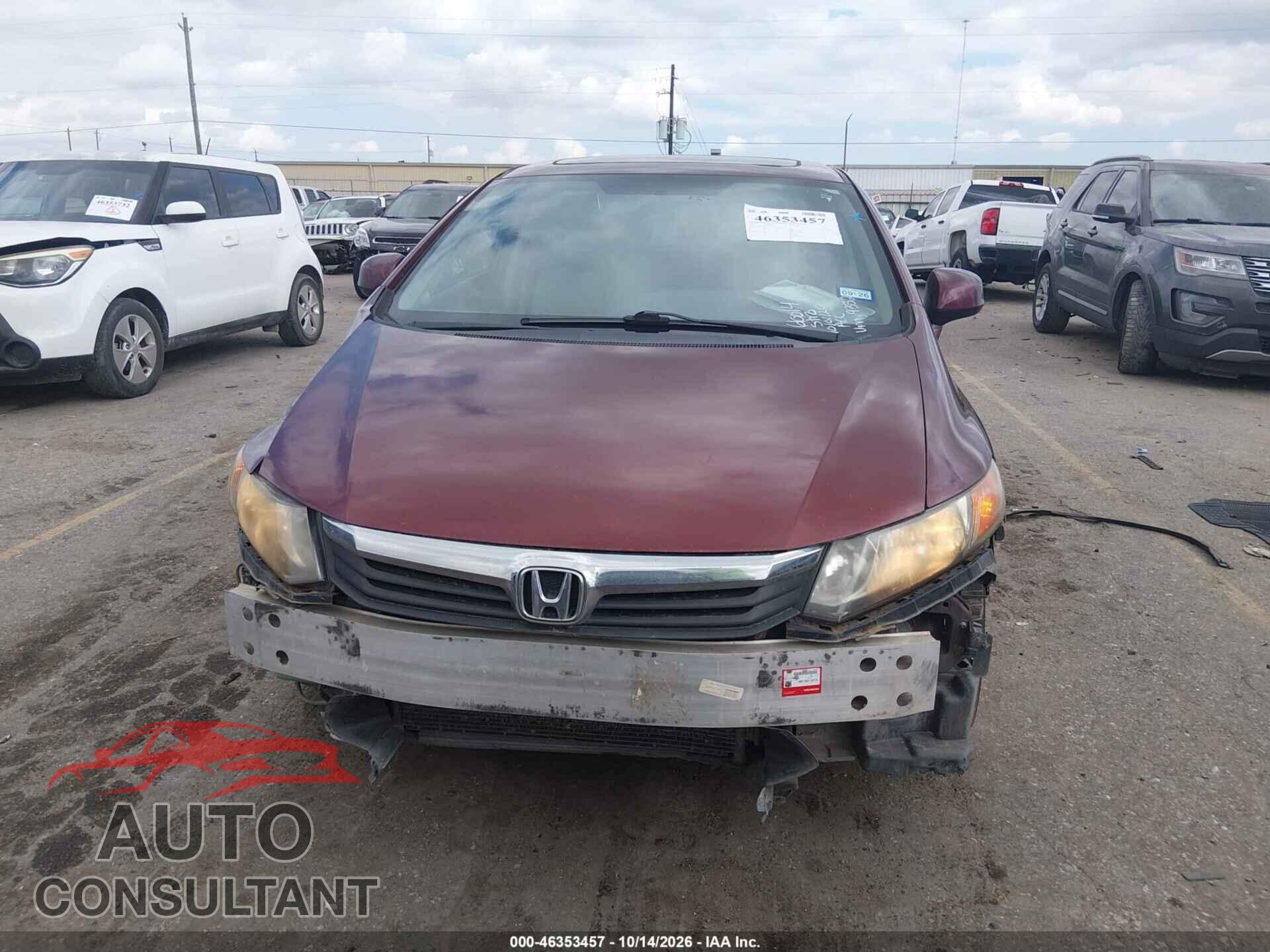 HONDA CIVIC 2012 - 19XFB2F96CE329352