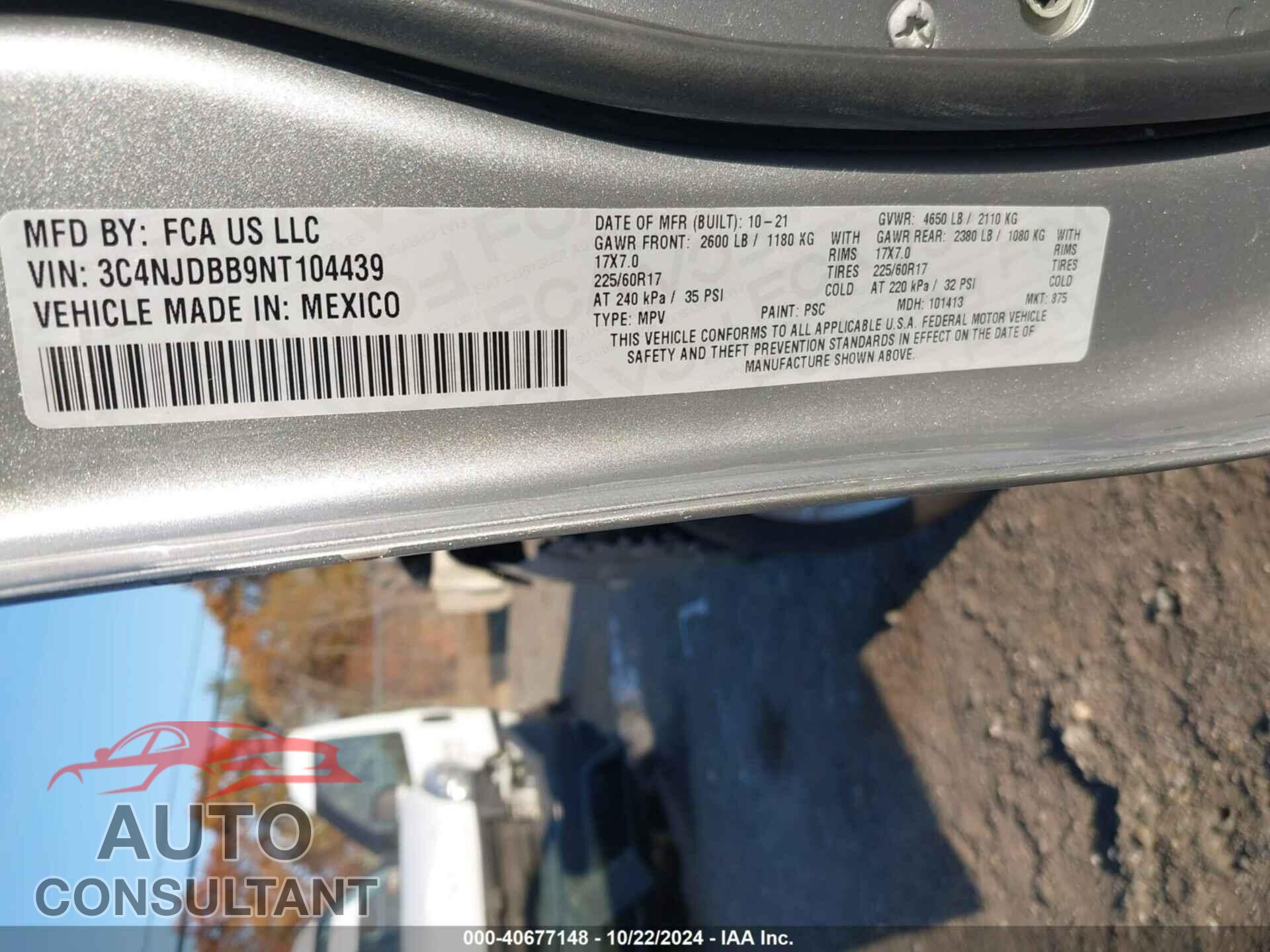 JEEP COMPASS 2022 - 3C4NJDBB9NT104439