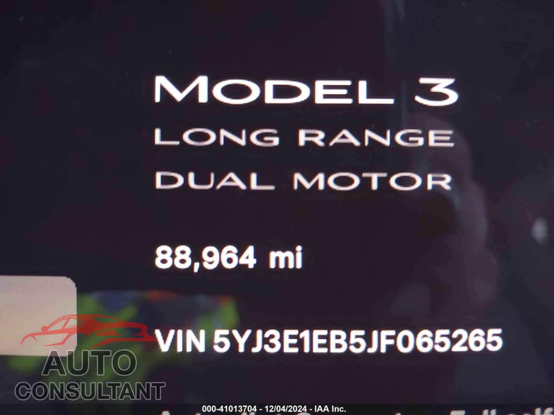 TESLA MODEL 3 2018 - 5YJ3E1EB5JF065265