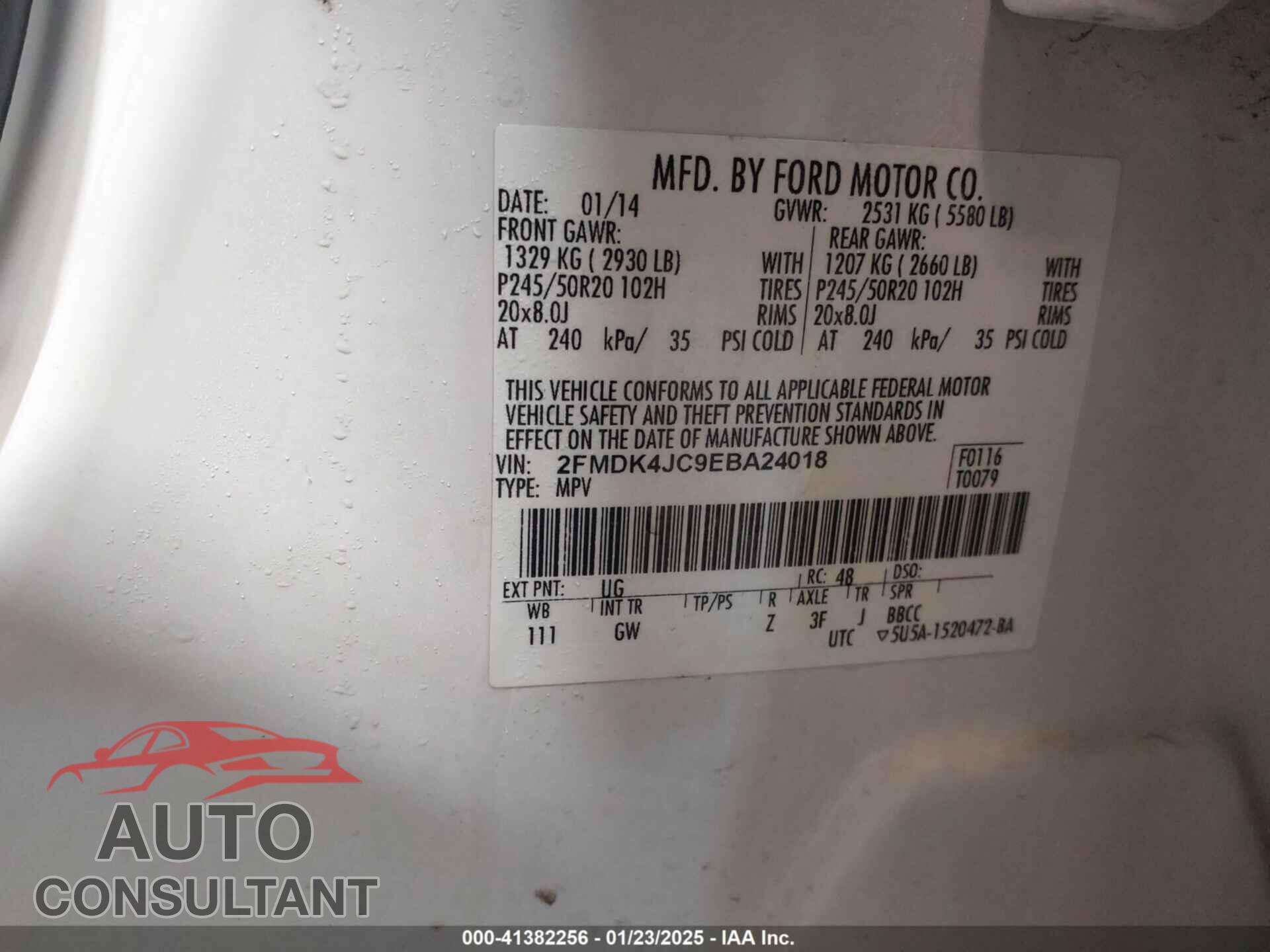 FORD EDGE 2014 - 2FMDK4JC9EBA24018