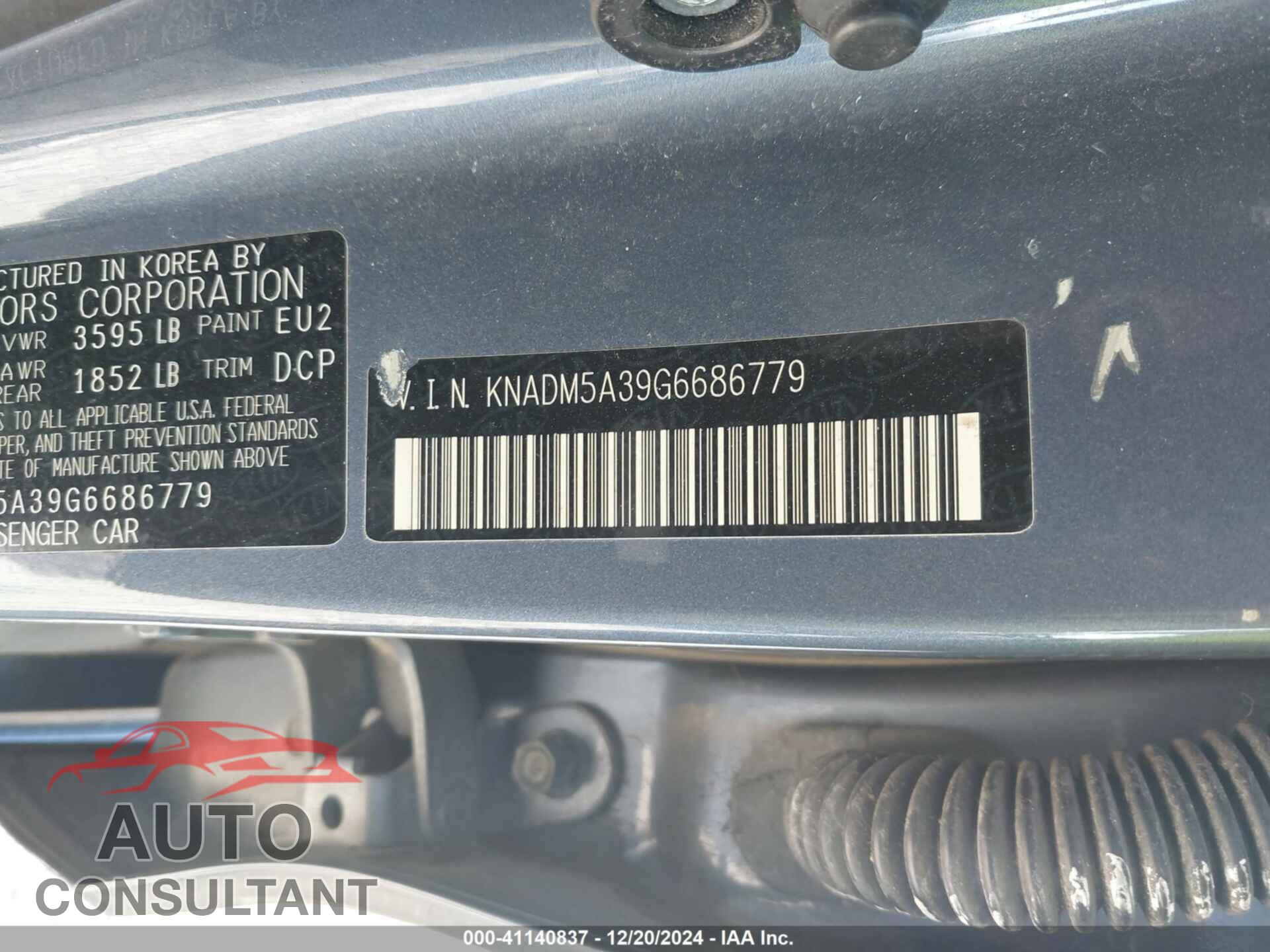KIA RIO 2016 - KNADM5A39G6686779