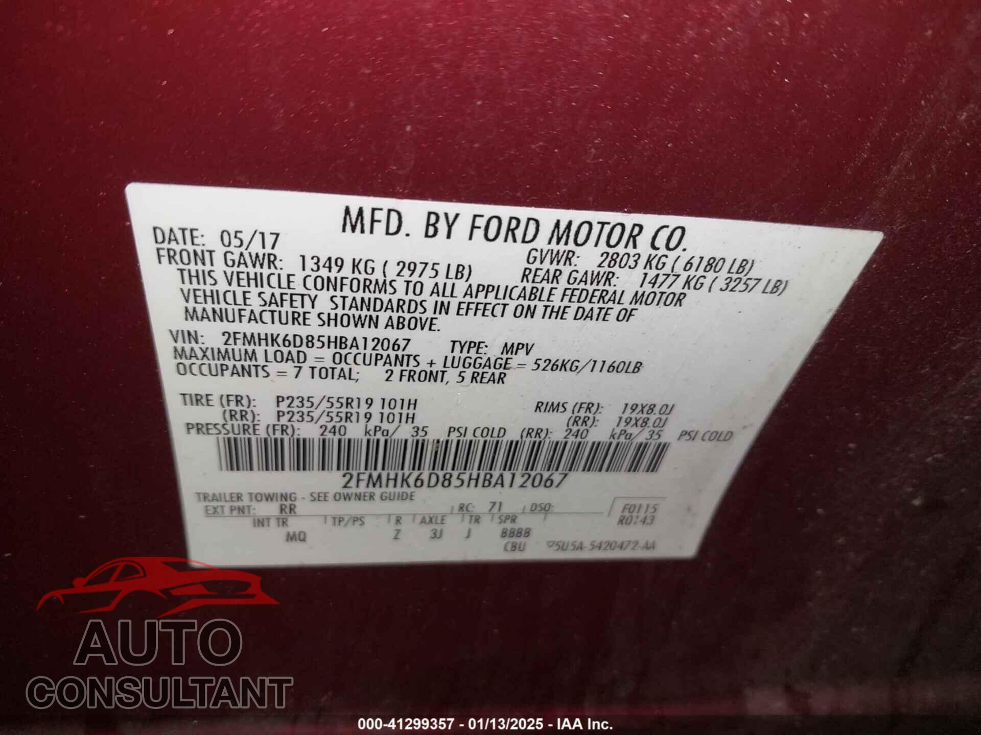 FORD FLEX 2017 - 2FMHK6D85HBA12067