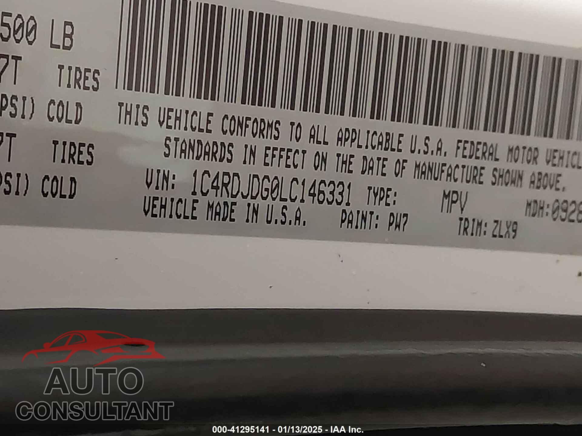 DODGE DURANGO 2020 - 1C4RDJDG0LC146331