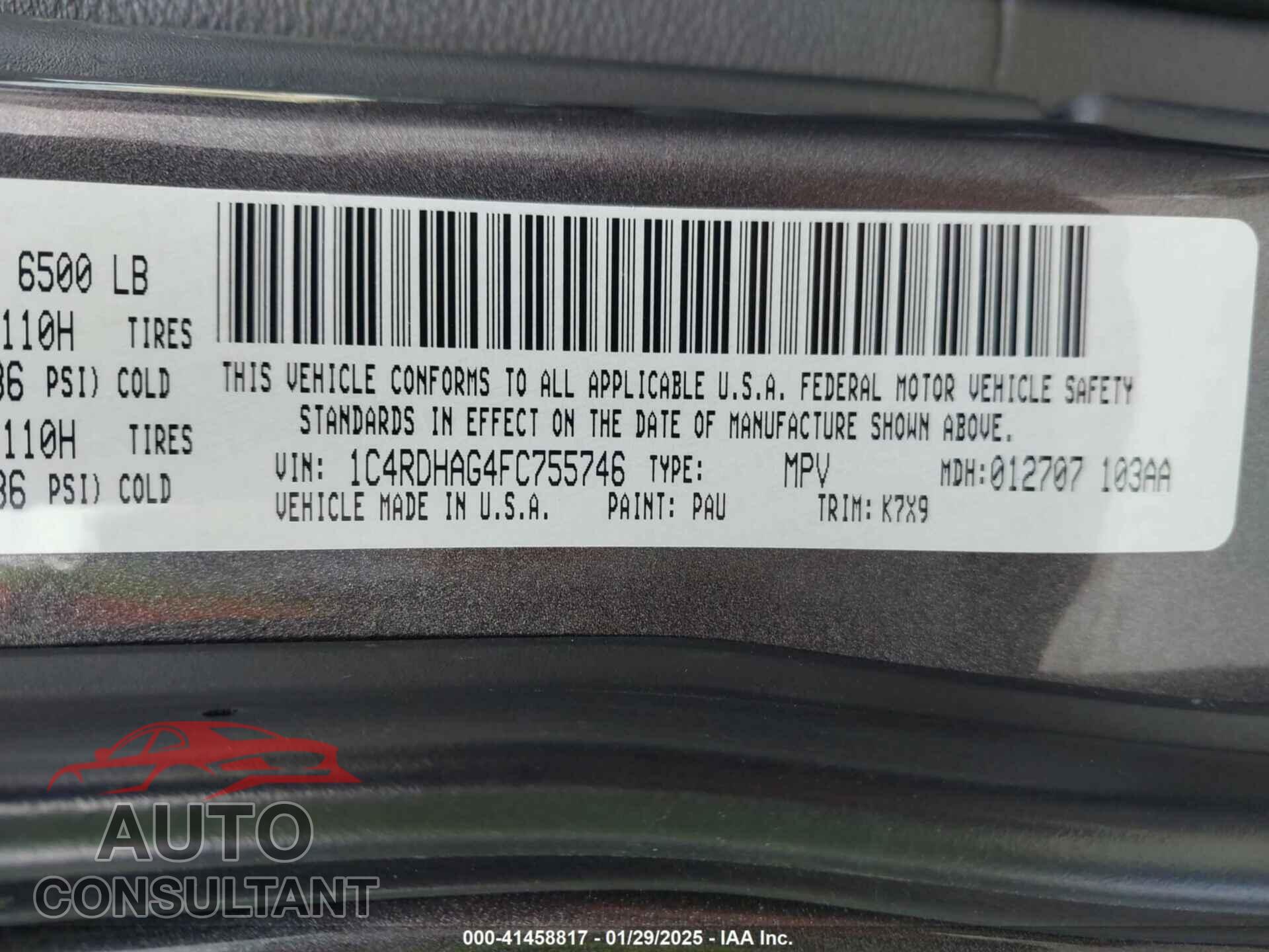 DODGE DURANGO 2015 - 1C4RDHAG4FC755746