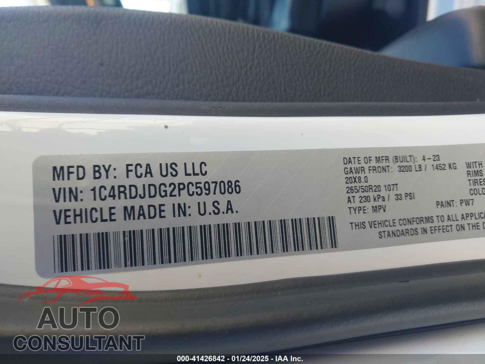 DODGE DURANGO 2023 - 1C4RDJDG2PC597086