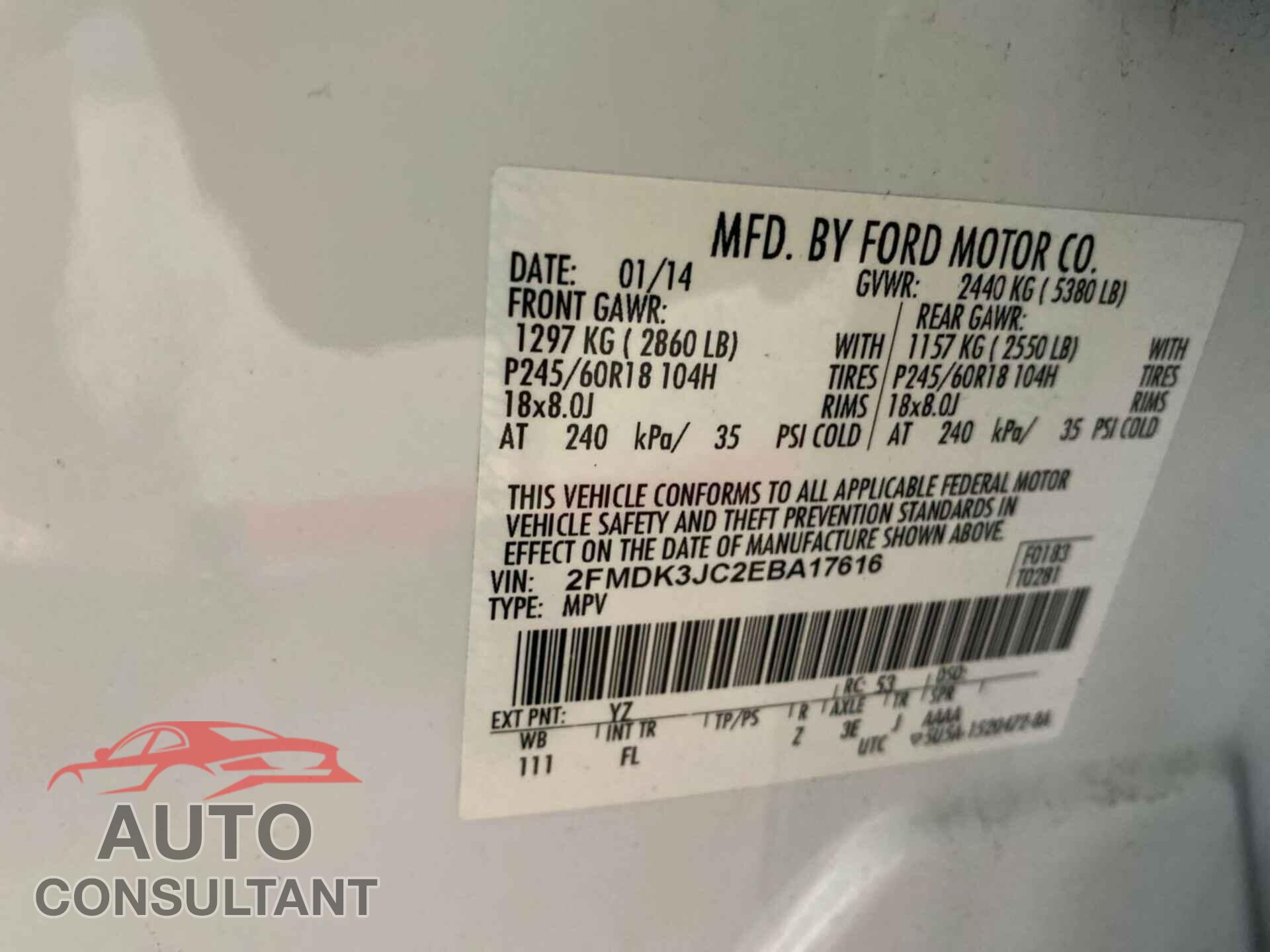 FORD EDGE 2014 - 2FMDK3JC2EBA17616