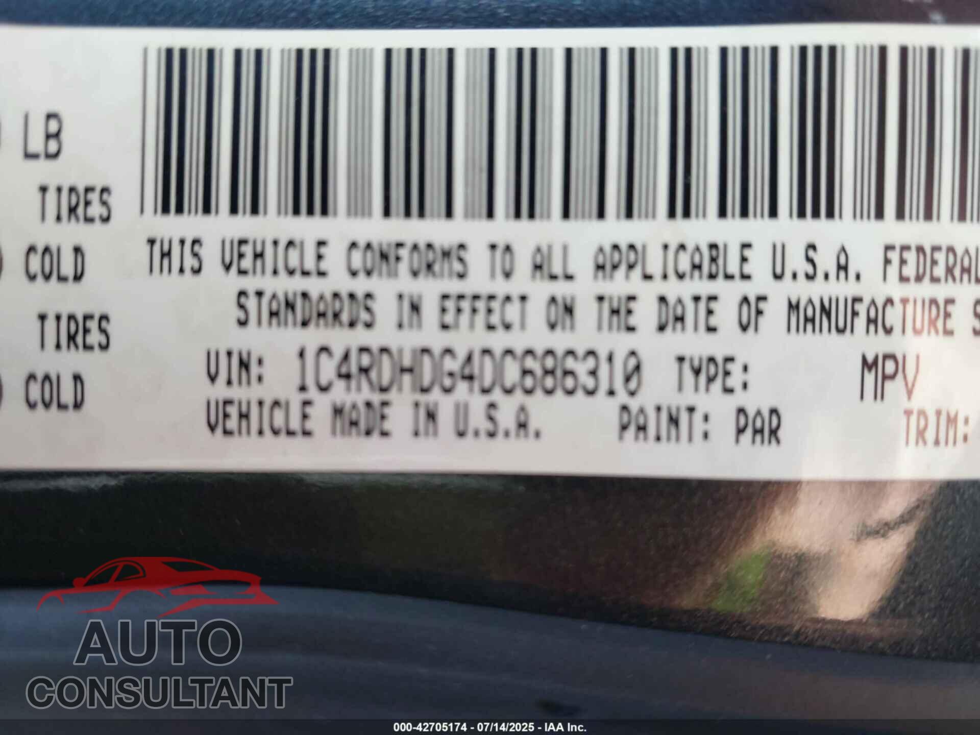DODGE DURANGO 2013 - 1C4RDHDG4DC686310