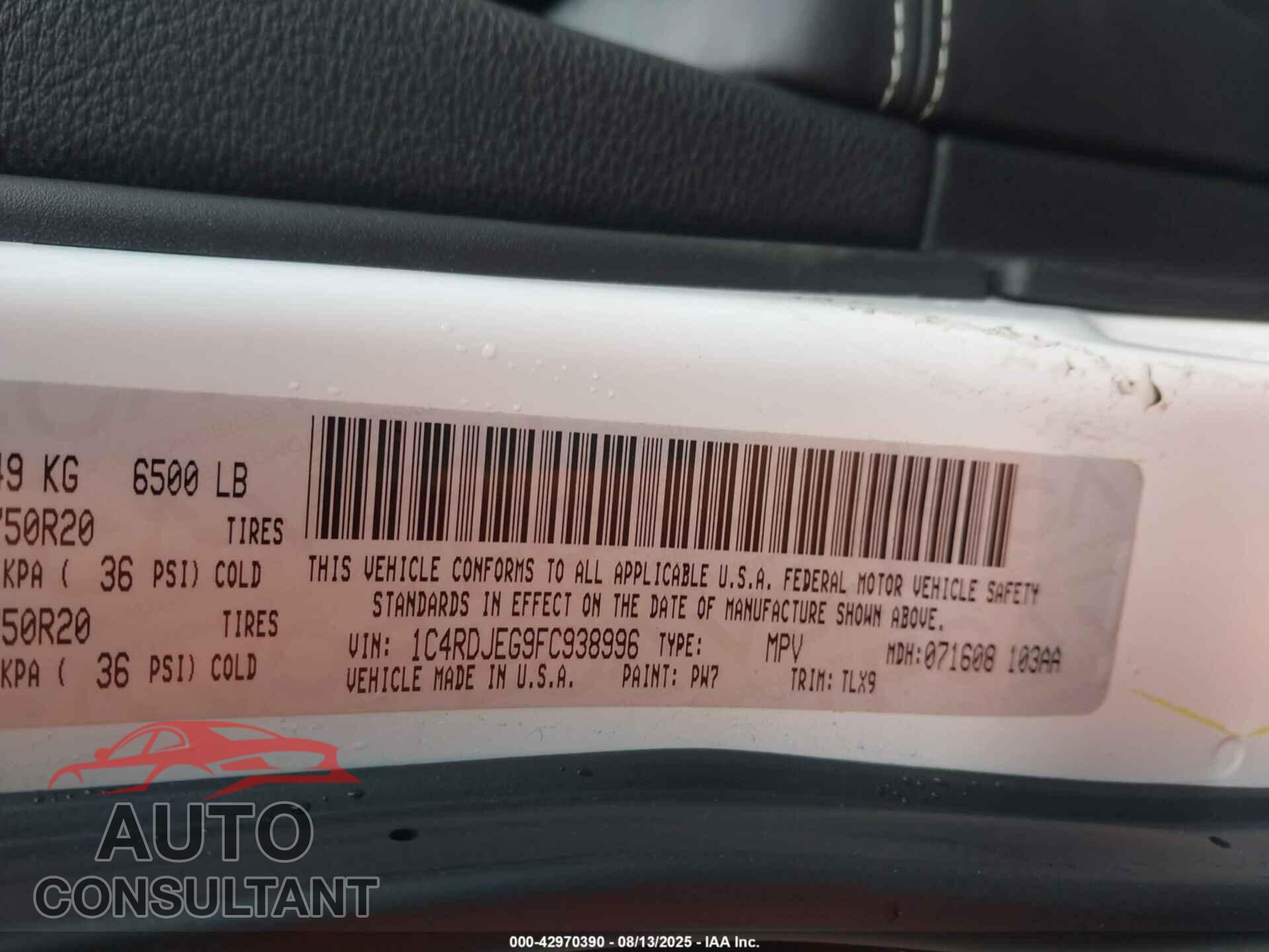 DODGE DURANGO 2015 - 1C4RDJEG9FC938996