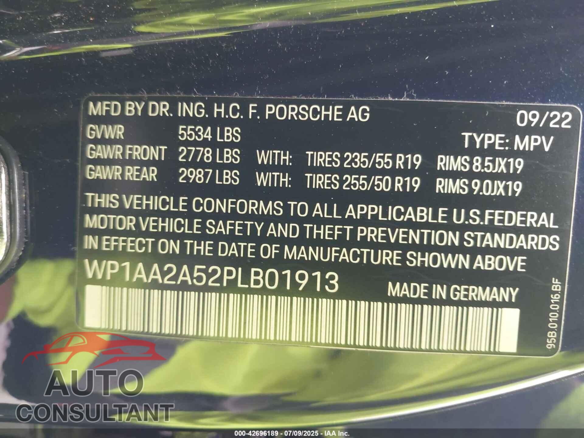 PORSCHE MACAN 2023 - WP1AA2A52PLB01913