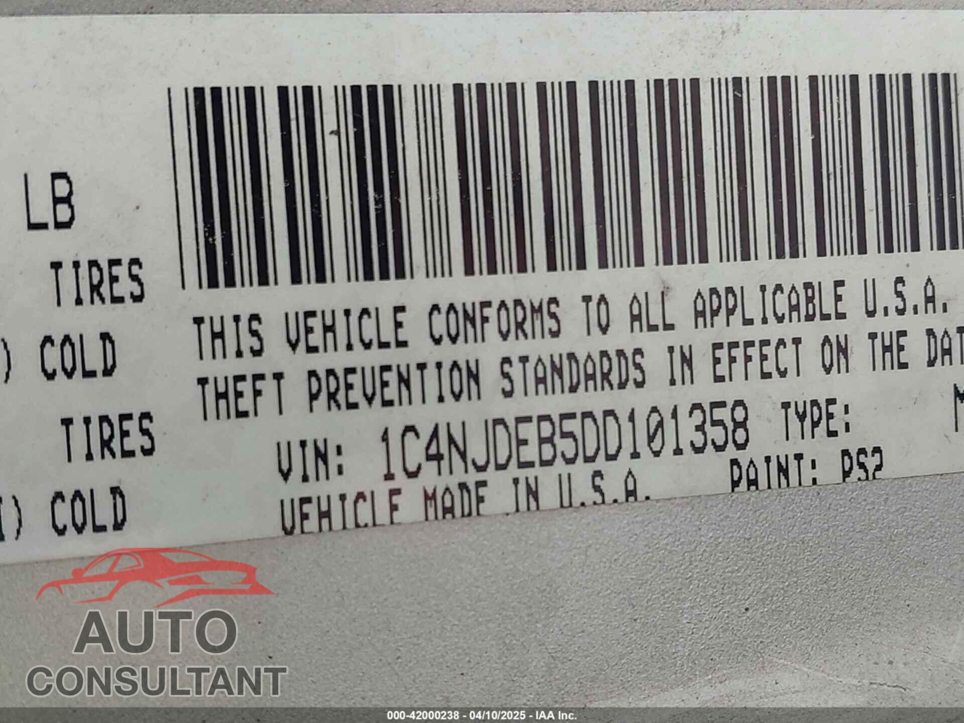 JEEP COMPASS 2013 - 1C4NJDEB5DD101358