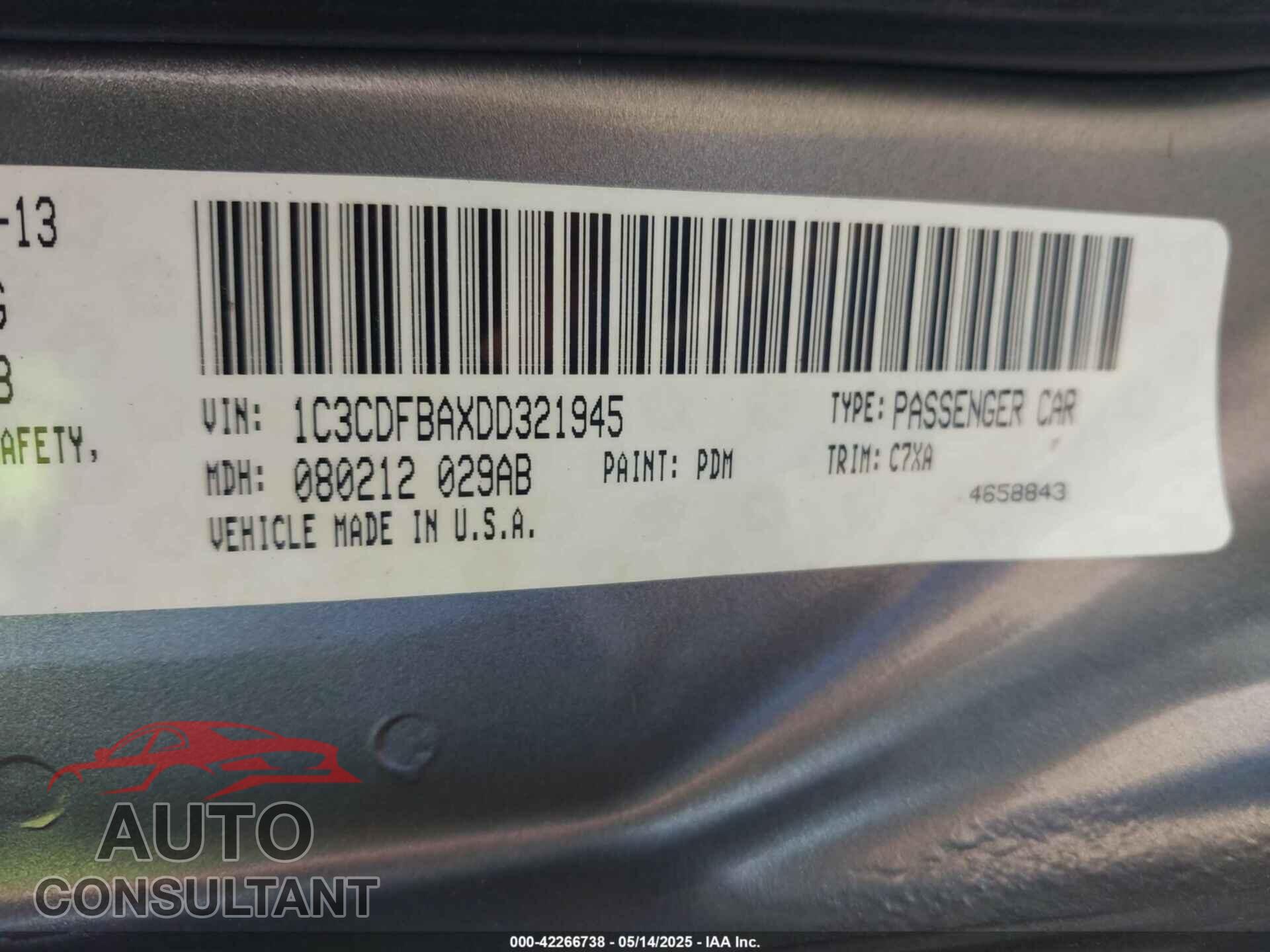 DODGE DART 2013 - 1C3CDFBAXDD321945