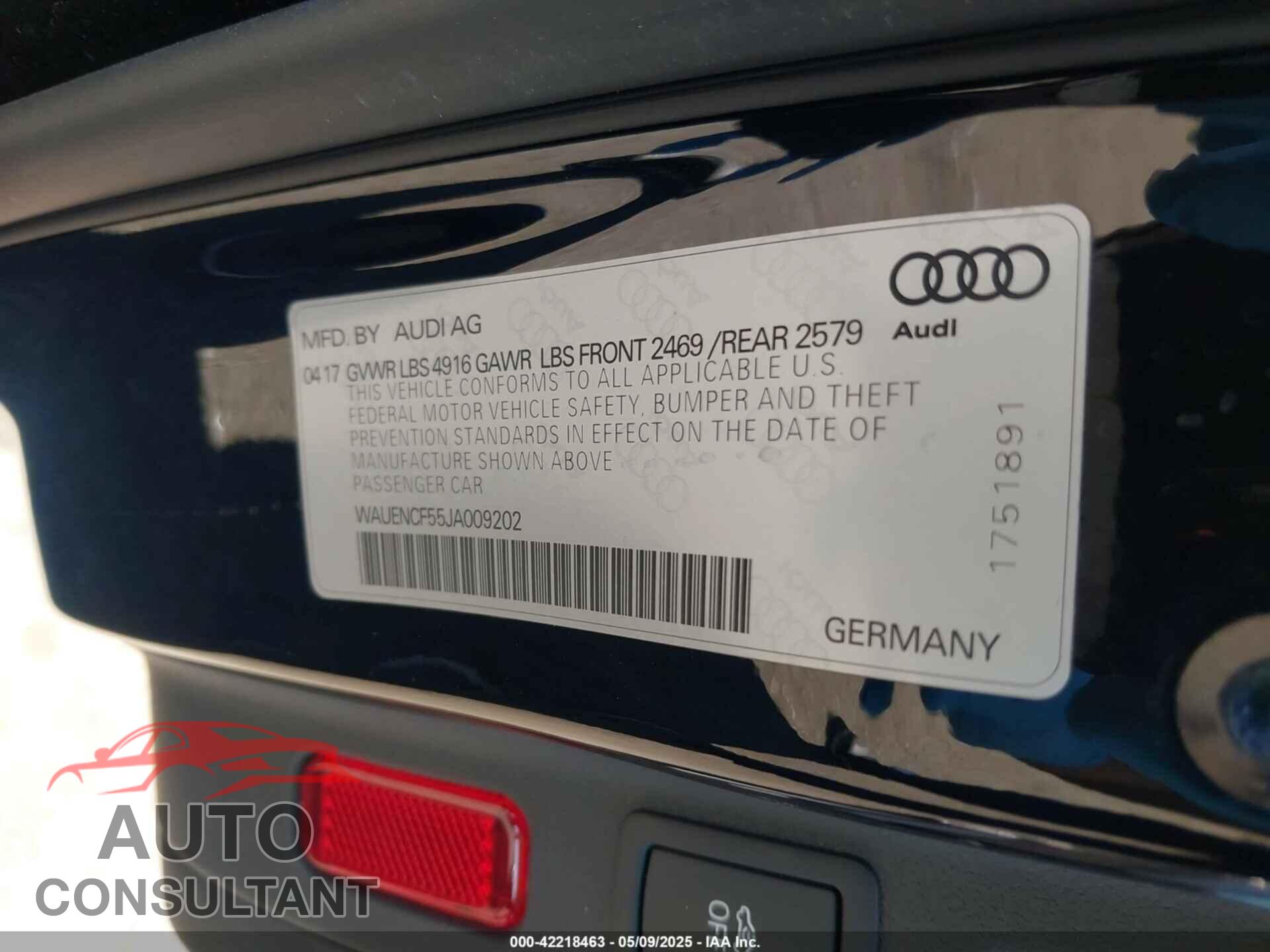 AUDI A5 2018 - WAUENCF55JA009202